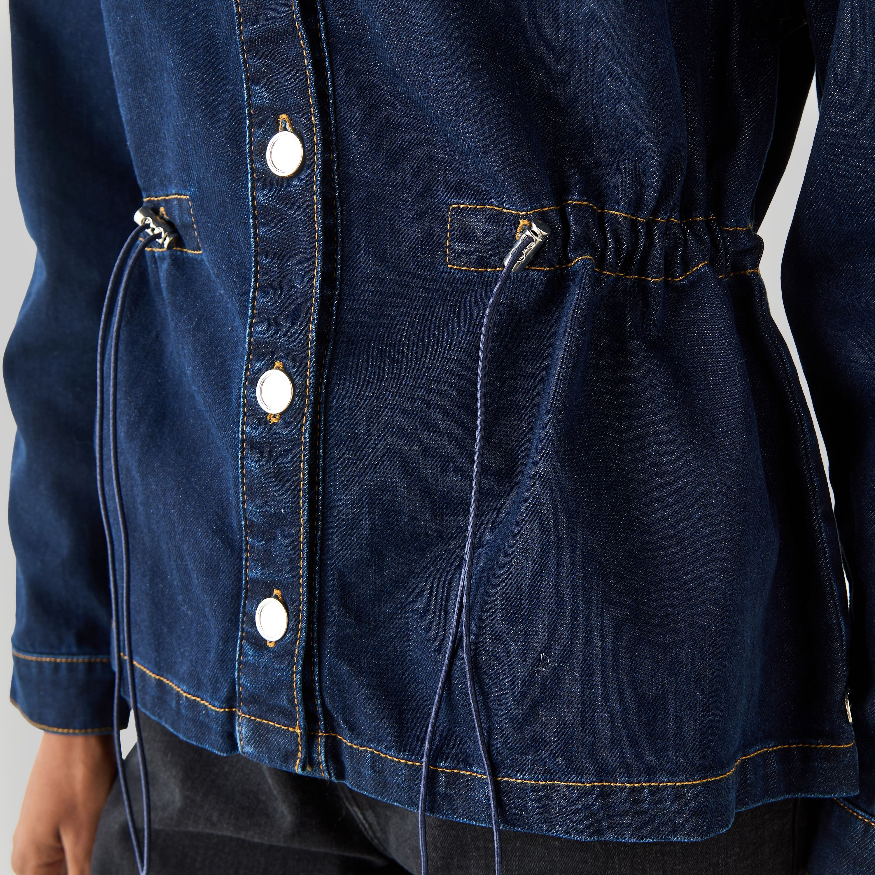 Regular Denim Shacket with Drawstring Accent-women-winterwear-coatsandjackets-jackets-image-4