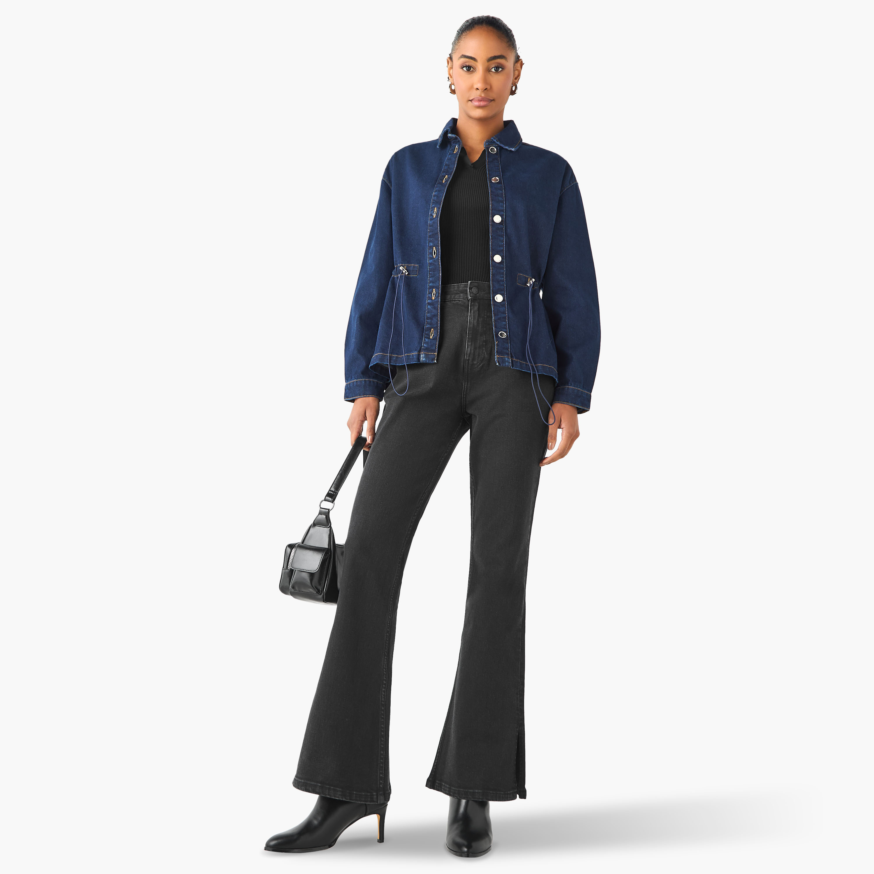 بنطلون جينز قطن واسع وخصر مرتفع مع جيوب-women-clothing-bottoms-jeans-image-2