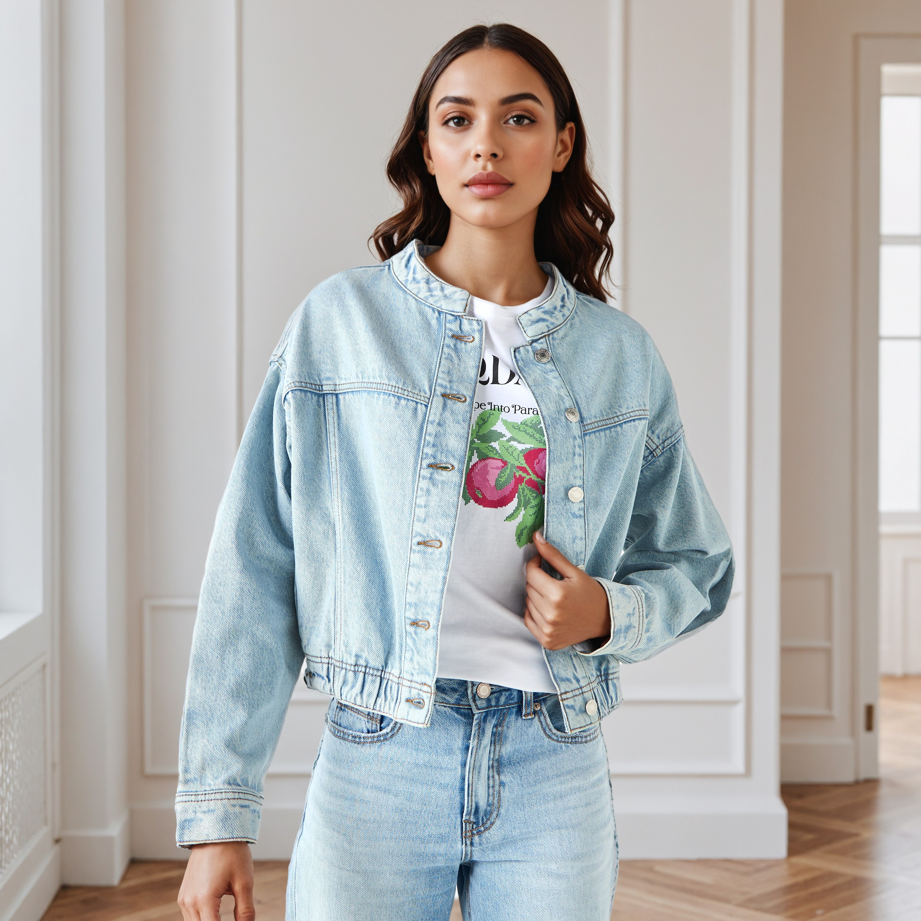 Regular Denim Jacket with Pockets-women-winterwear-coatsandjackets-jackets-image-1