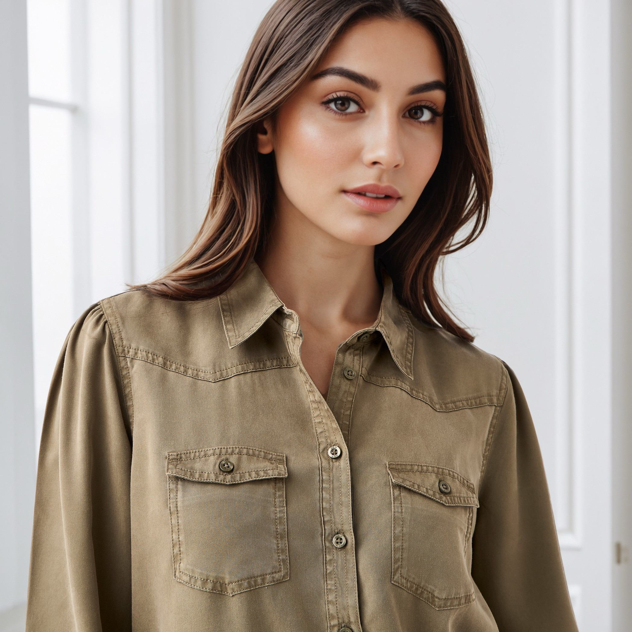 Regular Fit Tencel Denim Shirt with Pockets-women-clothing-shirtsandblouses-shirts-image-4