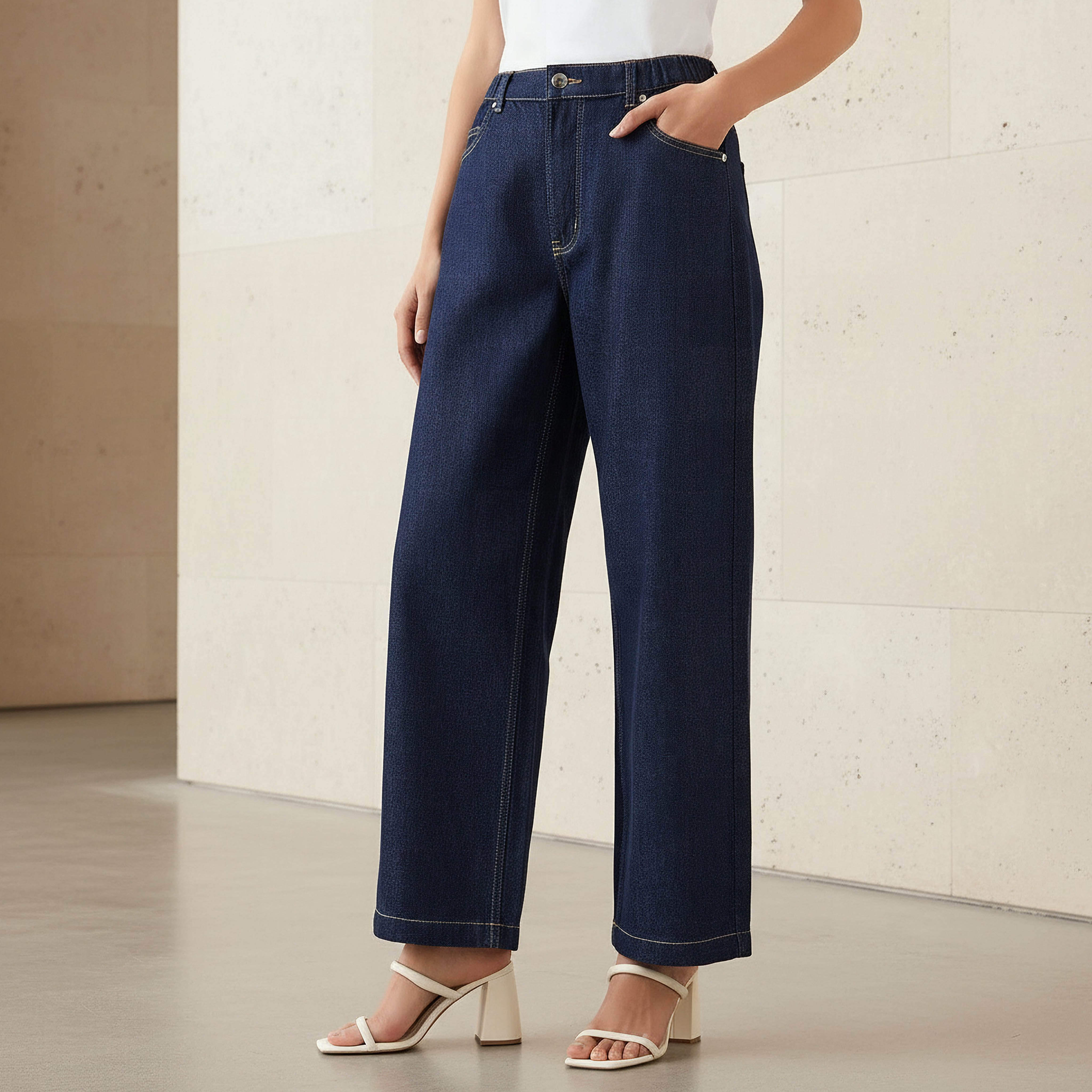 Flexi Waist Wide Leg Jeans Cotton-women-clothing-bottoms-jeans-image-1