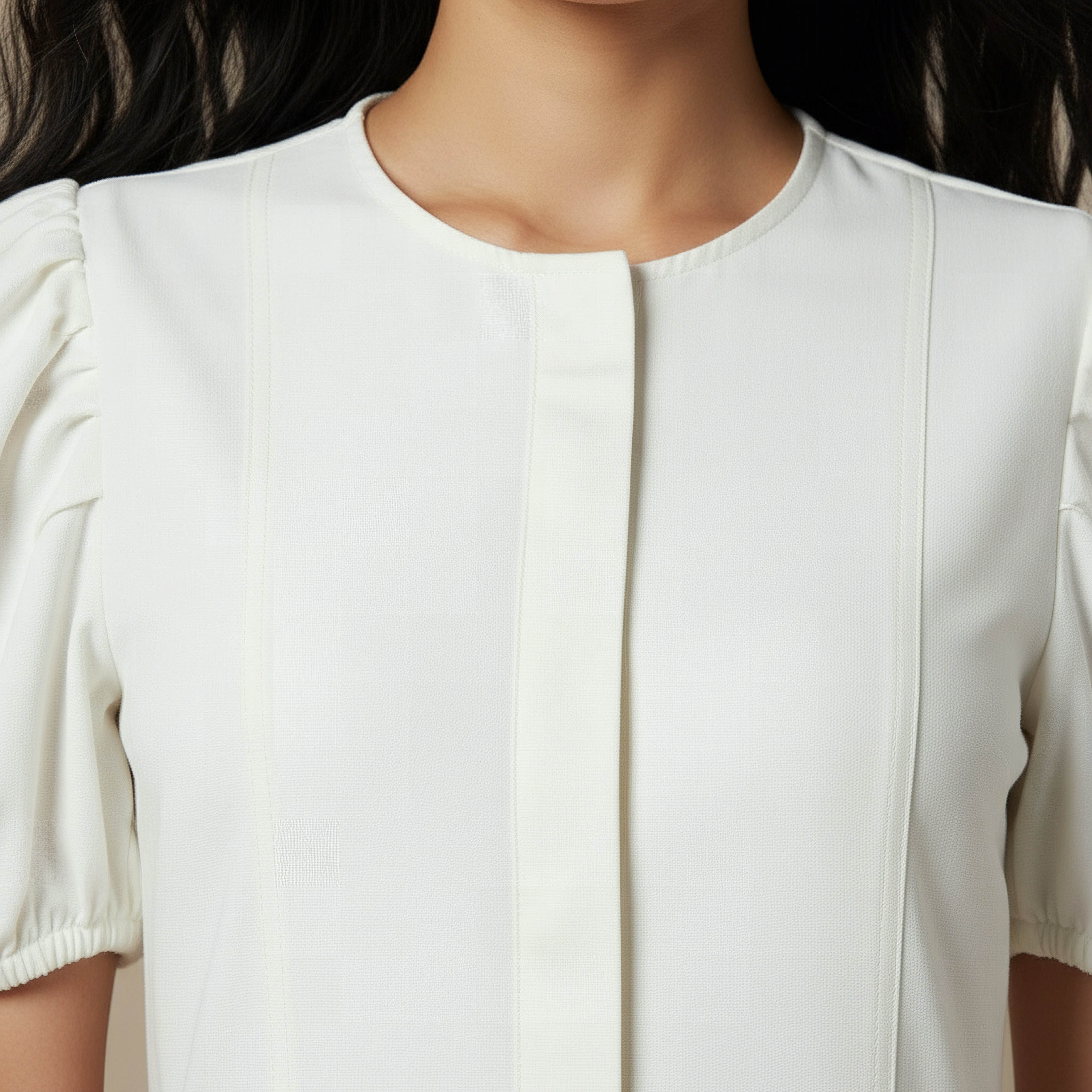 Shirt Midi Cotton Dress with Puff Sleeves-women-clothing-dresses-image-4