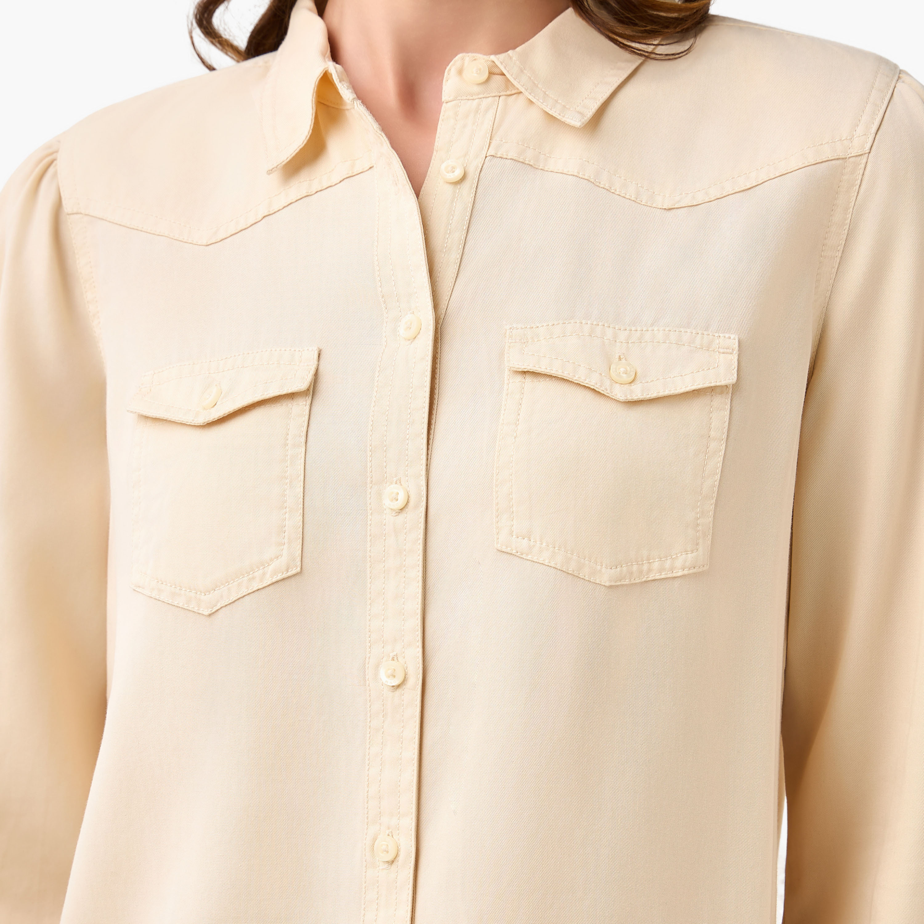 Regular Fit Lyocell Denim Shirt with Pockets-women-clothing-shirtsandblouses-shirts-image-5