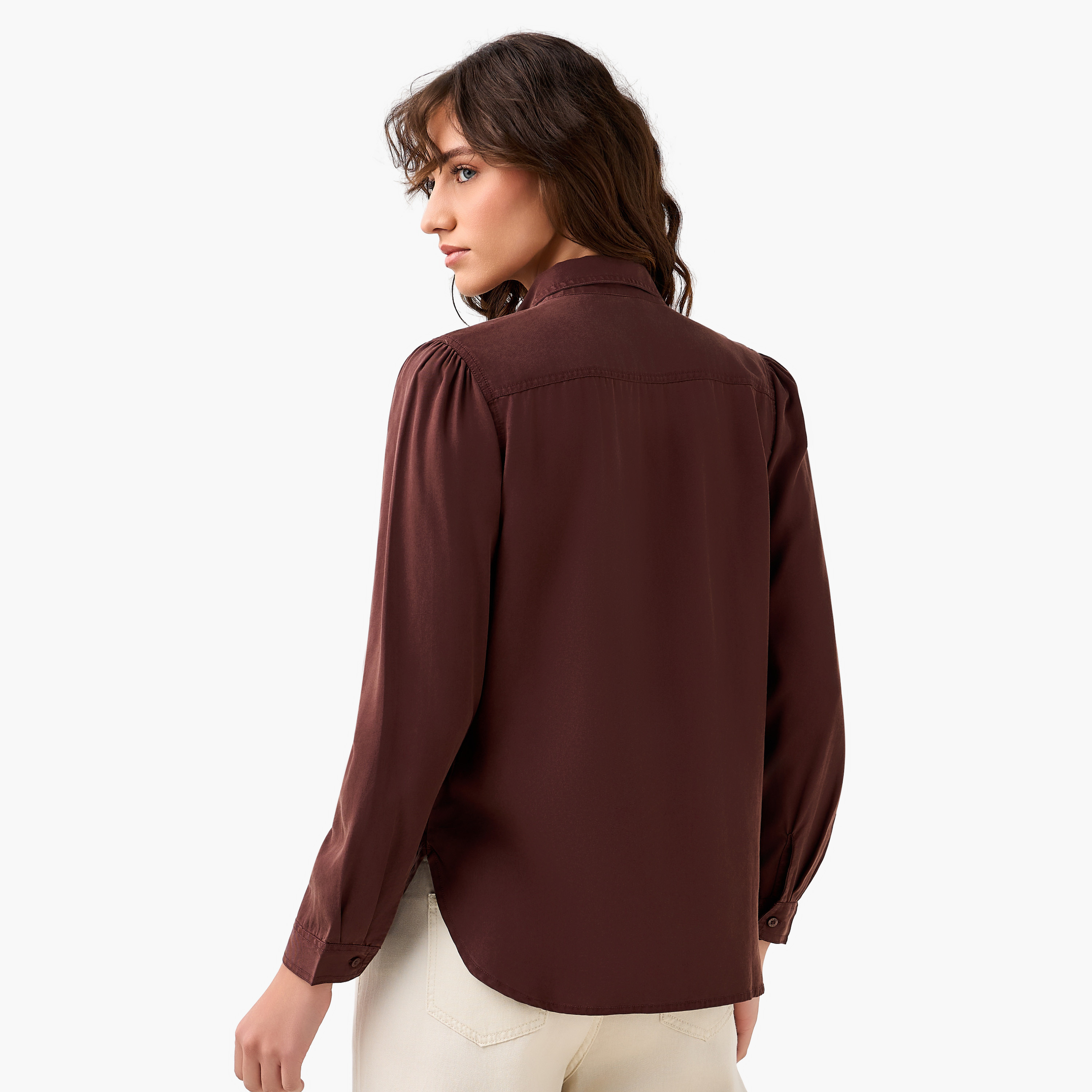 Regular Fit Lyocell Denim Shirt with Pockets-women-clothing-shirtsandblouses-shirts-image-4