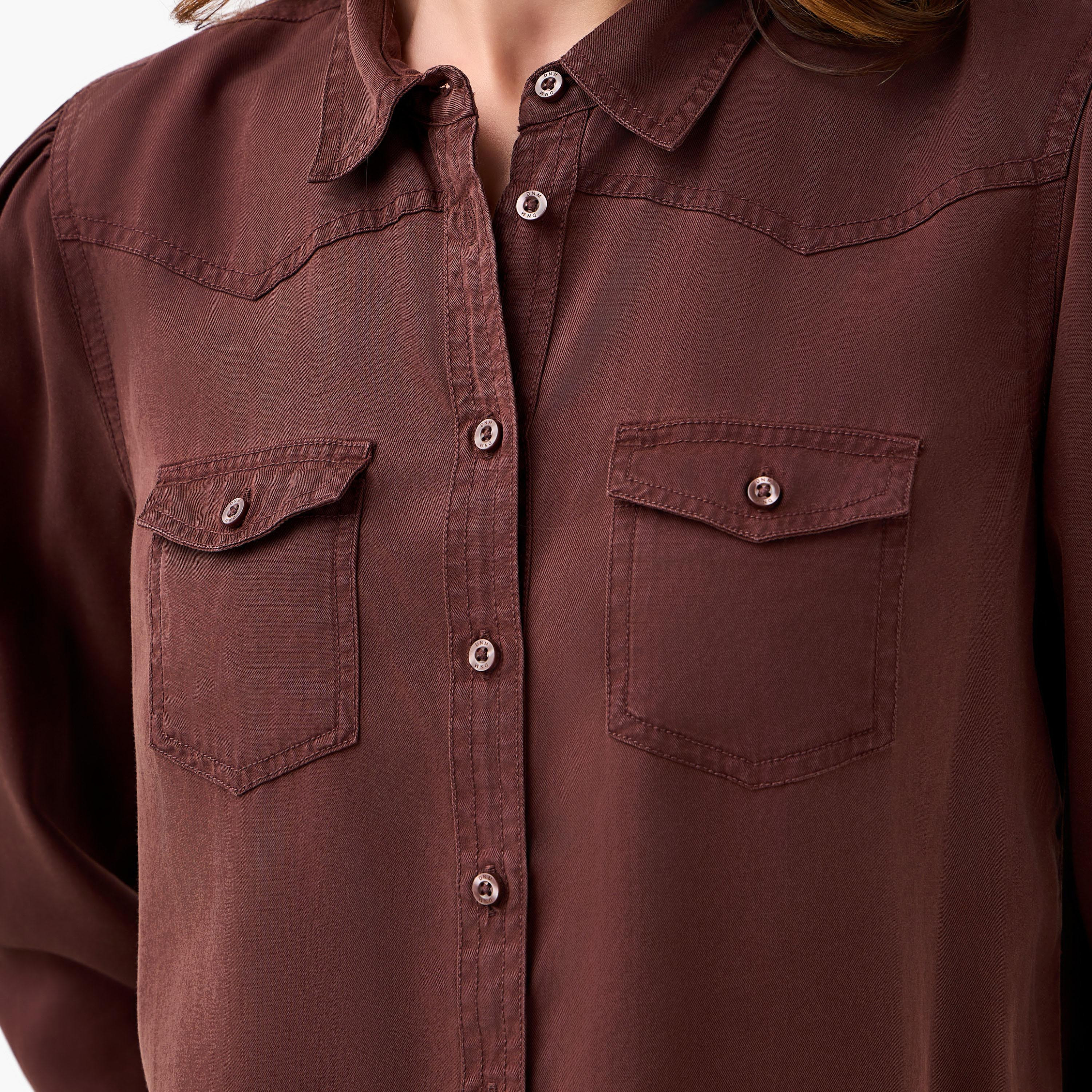 Regular Fit Lyocell Denim Shirt with Pockets-women-clothing-shirtsandblouses-shirts-image-6