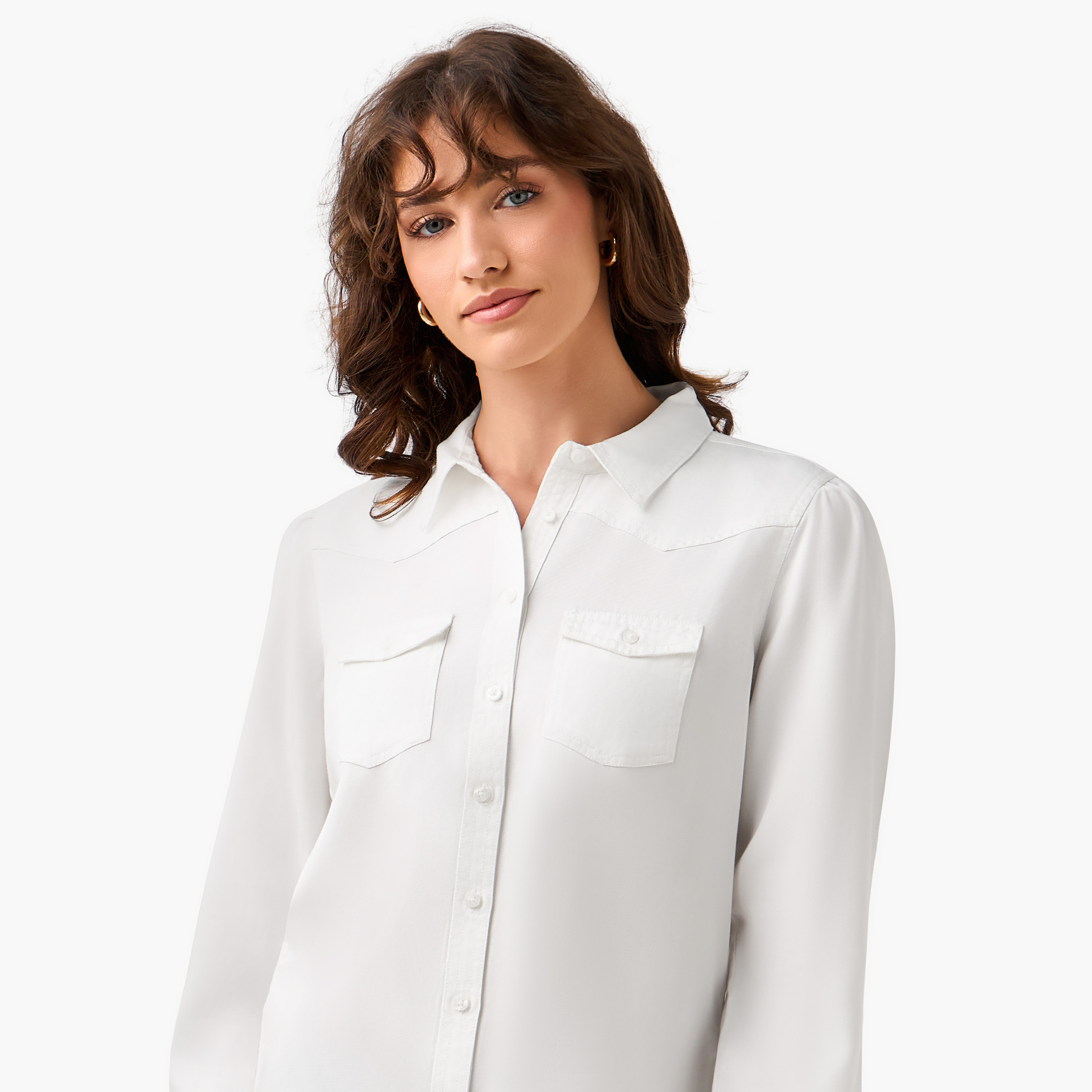 Regular Fit Lyocell Denim Shirt with Pockets-women-clothing-shirtsandblouses-shirts-image-7