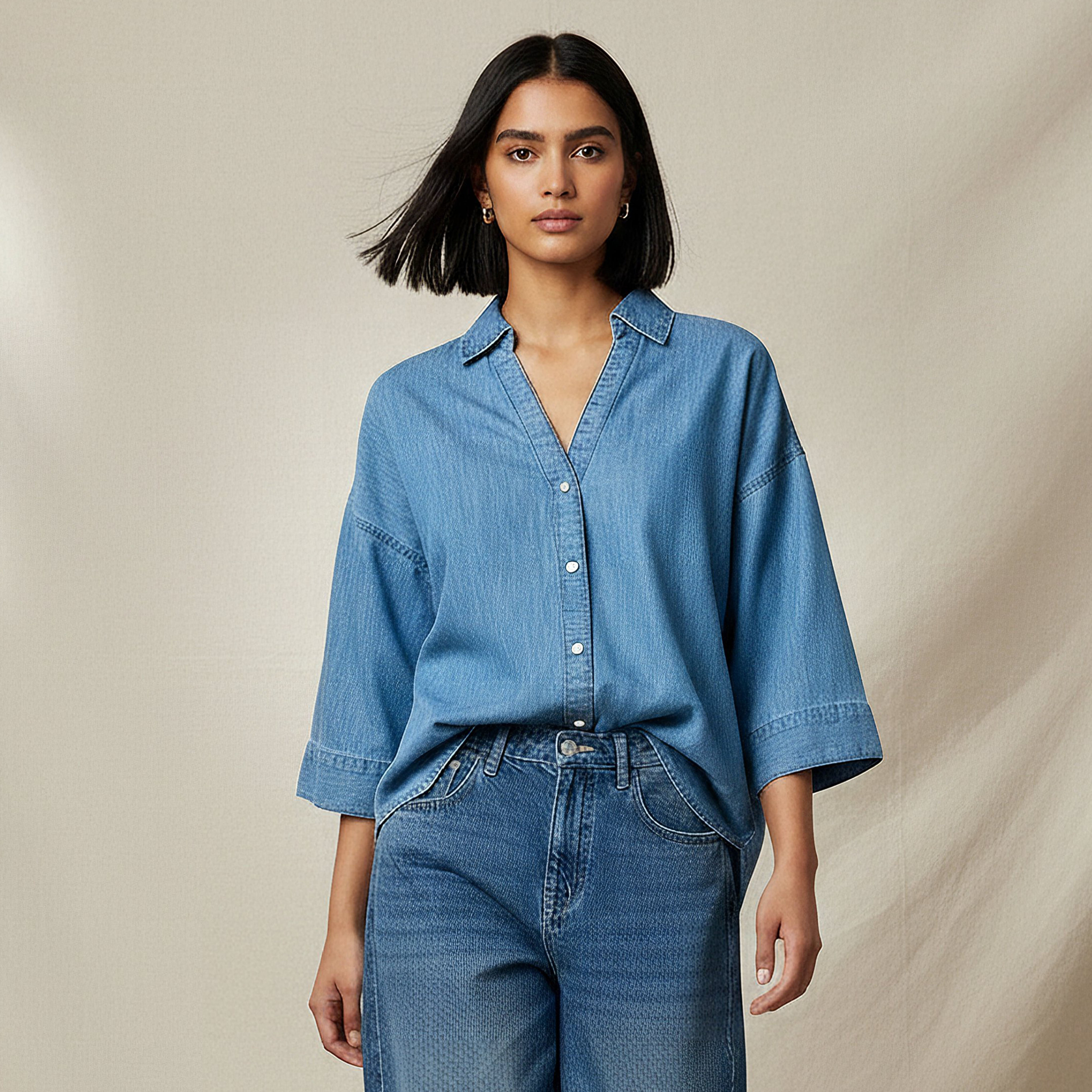 بلوزة بقصّة عادية وأكتاف منسدلة مع ياقة-women-clothing-shirtsandblouses-shirts-image-1
