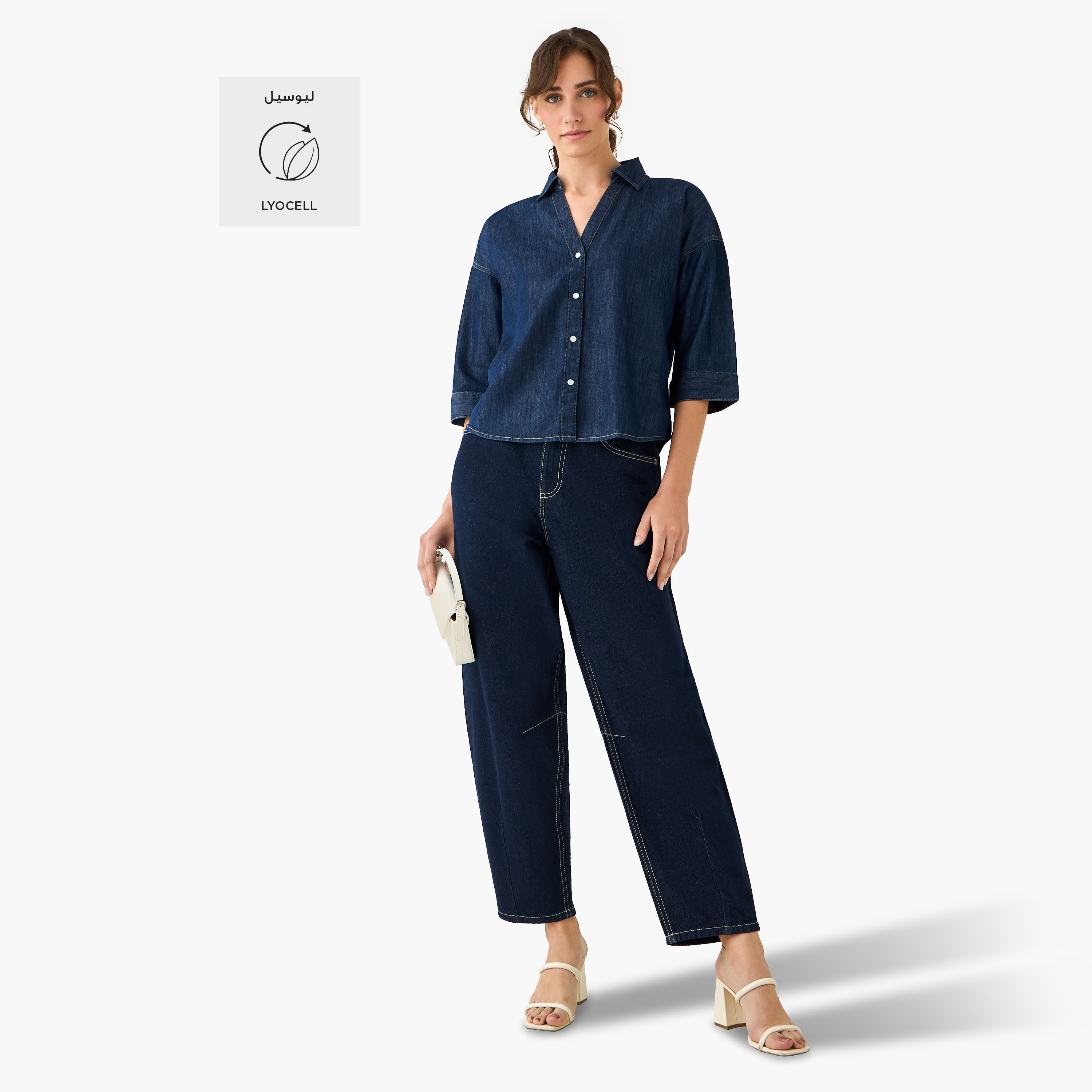 Regular Fit Drop Shoulder Top with Collar-women-clothing-shirtsandblouses-shirts-image-2