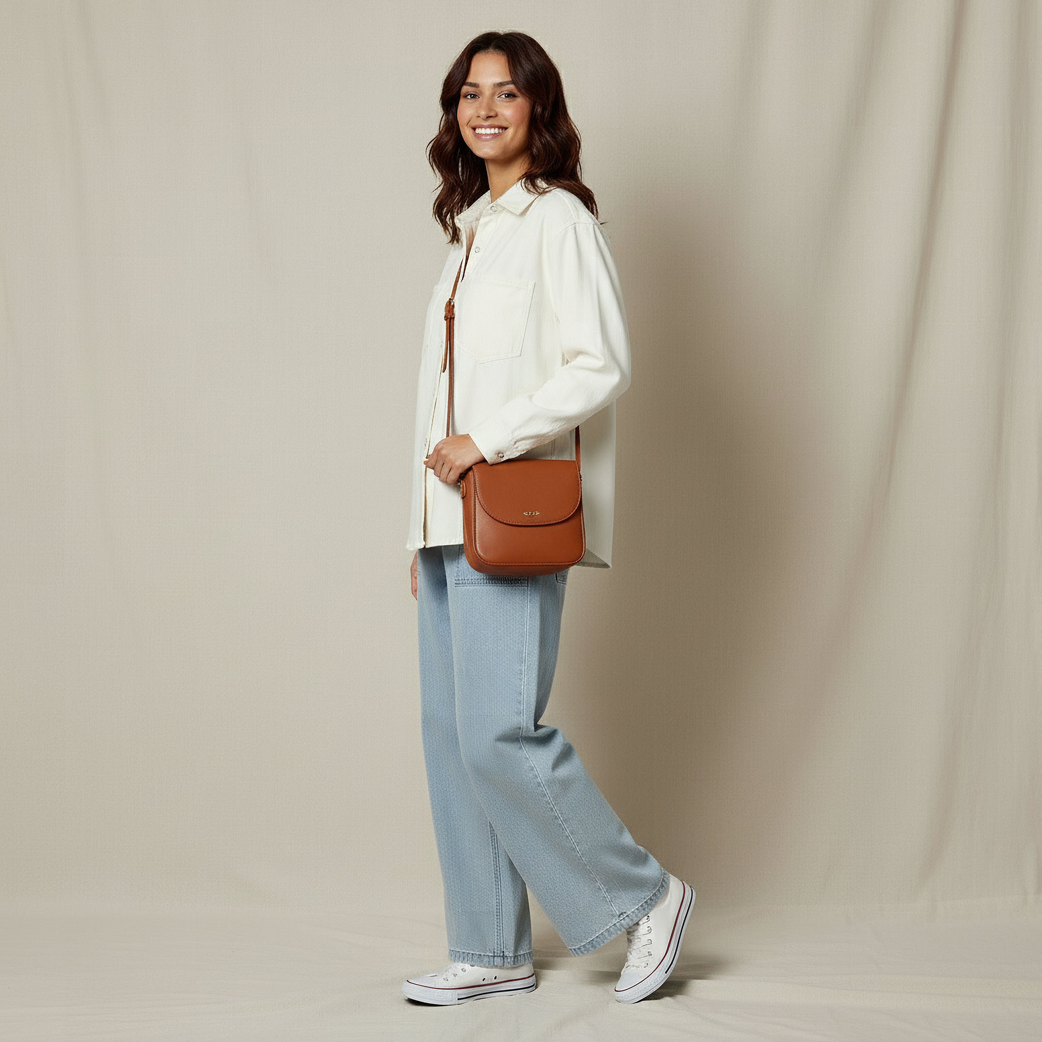Oversized Fit Cotton Denim Shirt with Pocket-women-clothing-shirtsandblouses-shirts-image-2