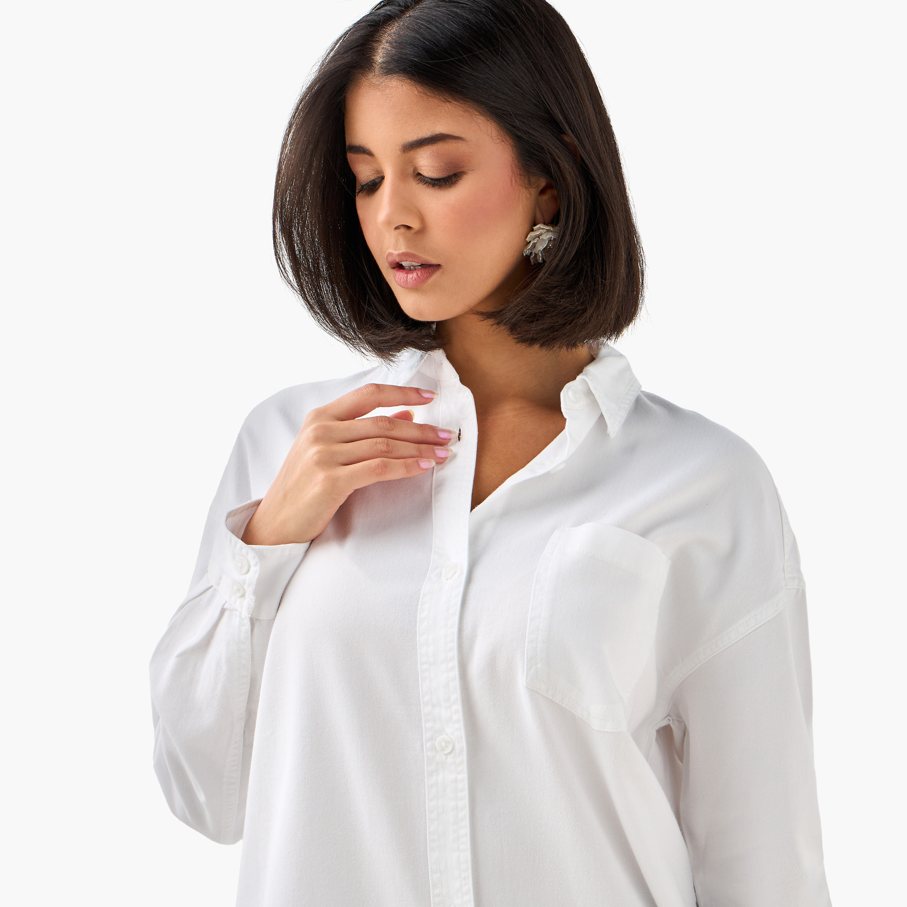 Longline Shirt with Chest Pocket-women-clothing-shirtsandblouses-shirts-image-6