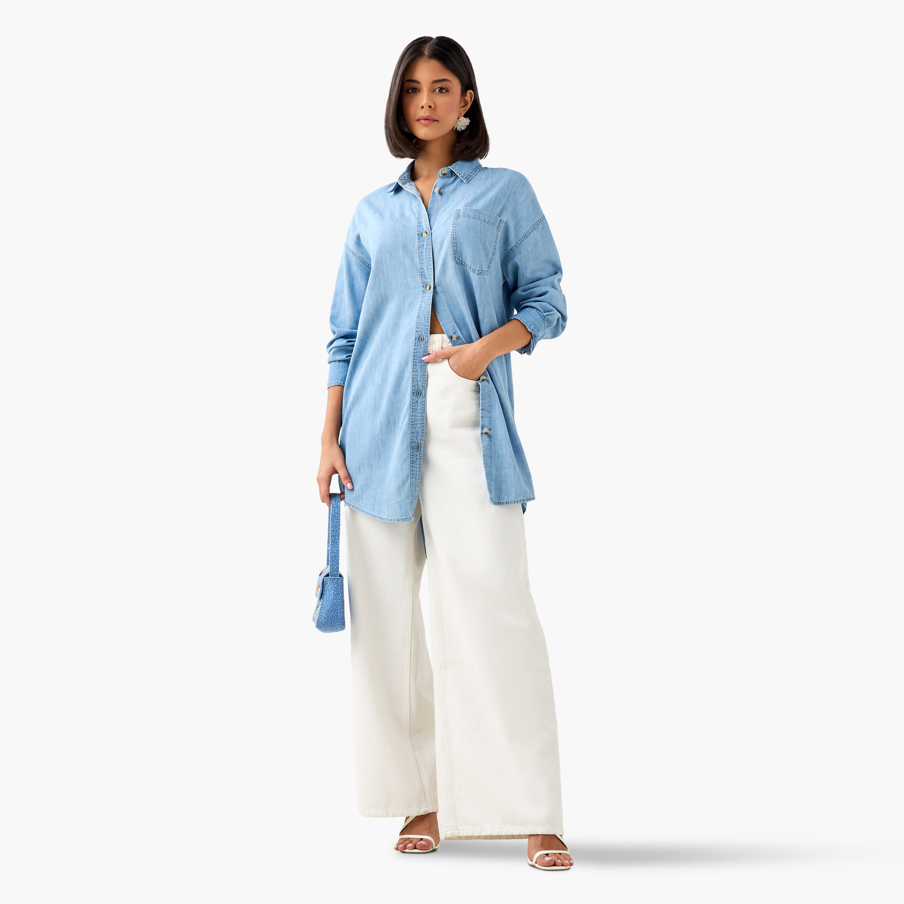 Longline Shirt with Chest Pocket-women-clothing-shirtsandblouses-shirts-image-3