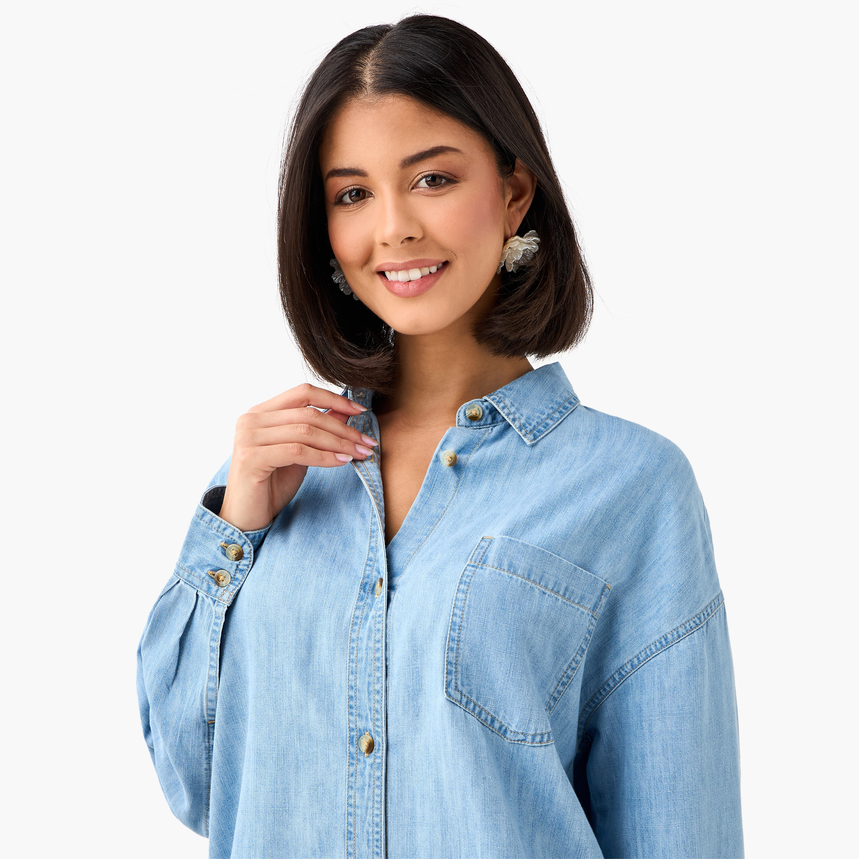 Longline Shirt with Chest Pocket-women-clothing-shirtsandblouses-shirts-image-5