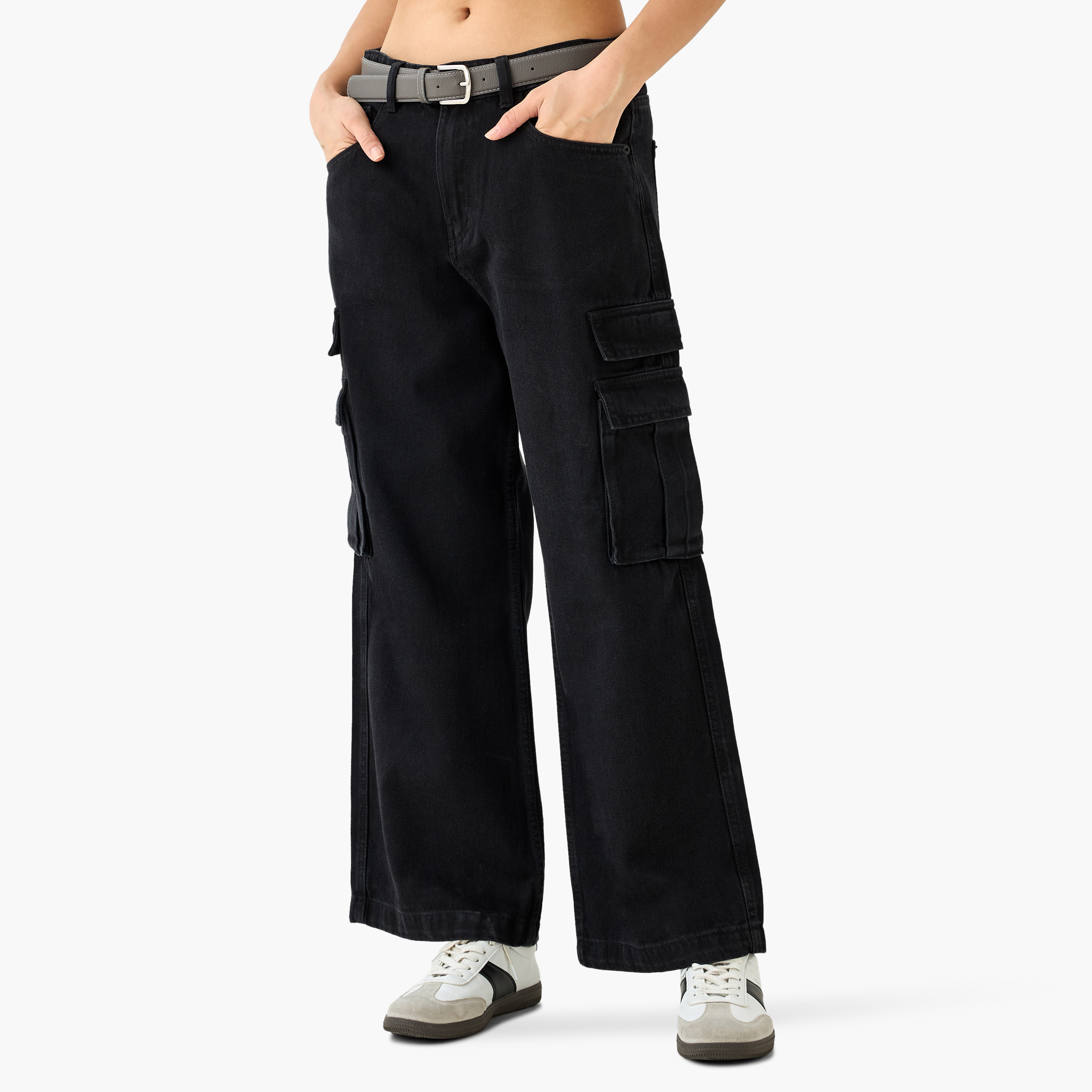Cargo Pocket Jeans Cotton-women-clothing-bottoms-jeans-image-1