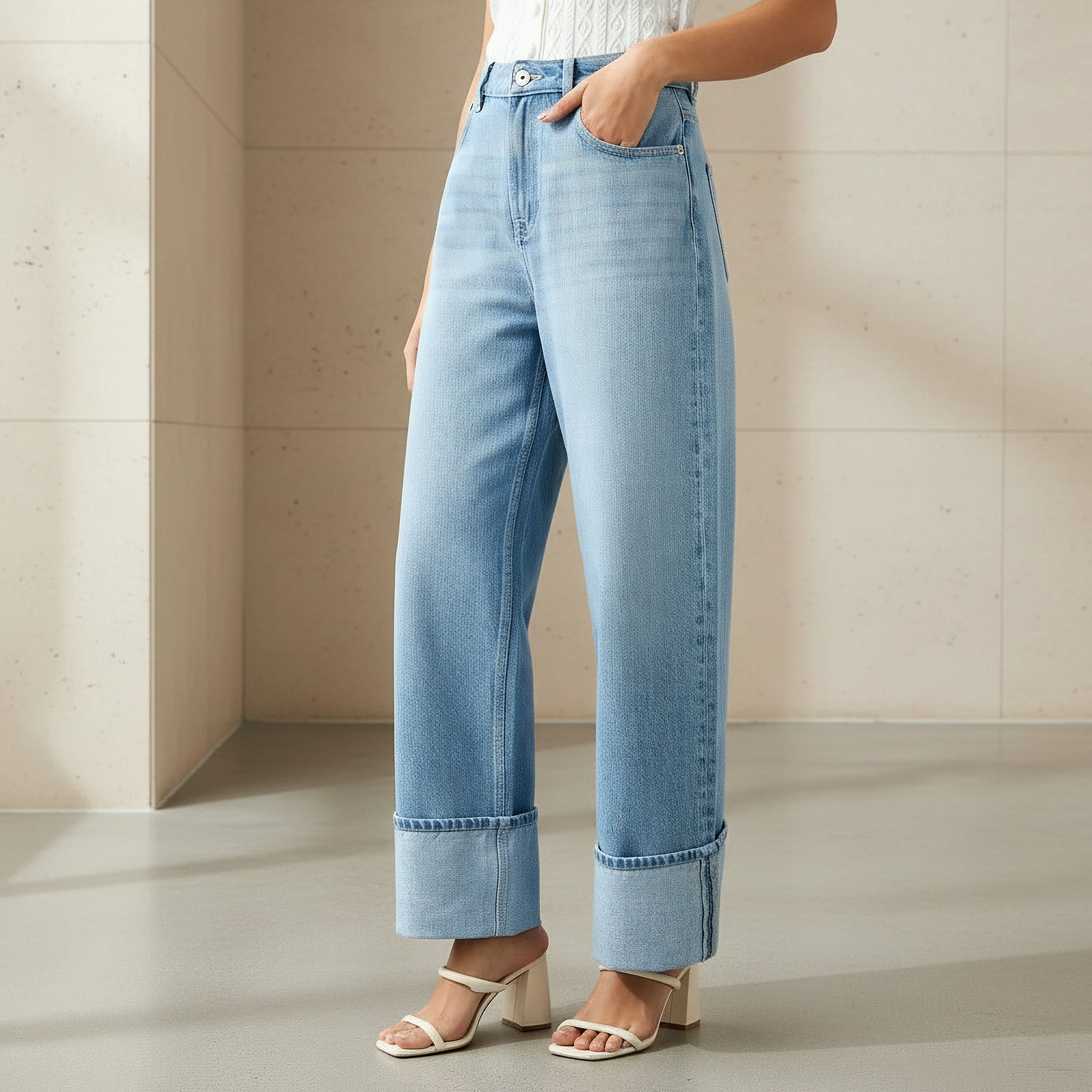 Turn-Up Hem Jeans-women-clothing-bottoms-jeans-image-1