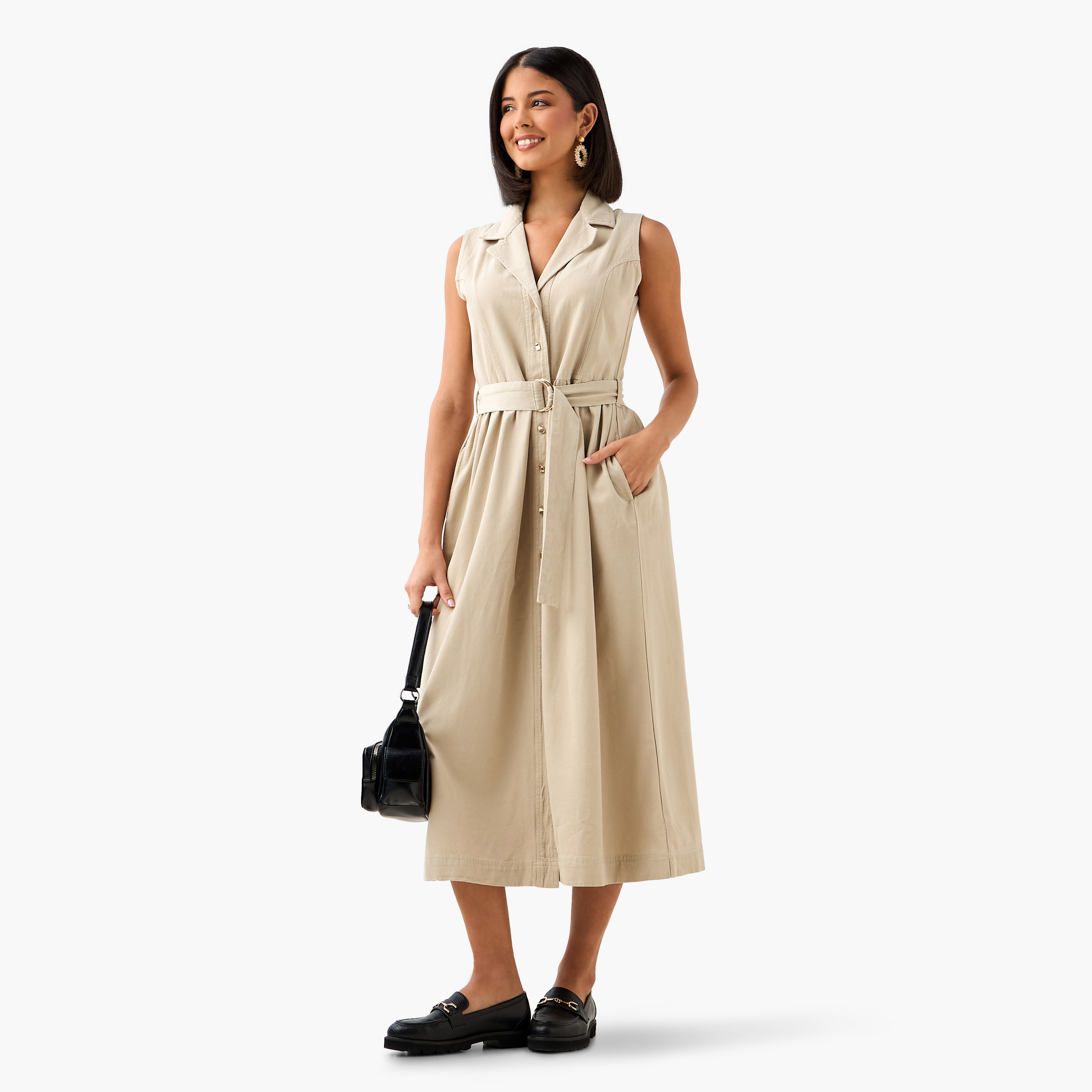Denim Party Resort Shirt Dress With Belt-women-clothing-dresses-image-3