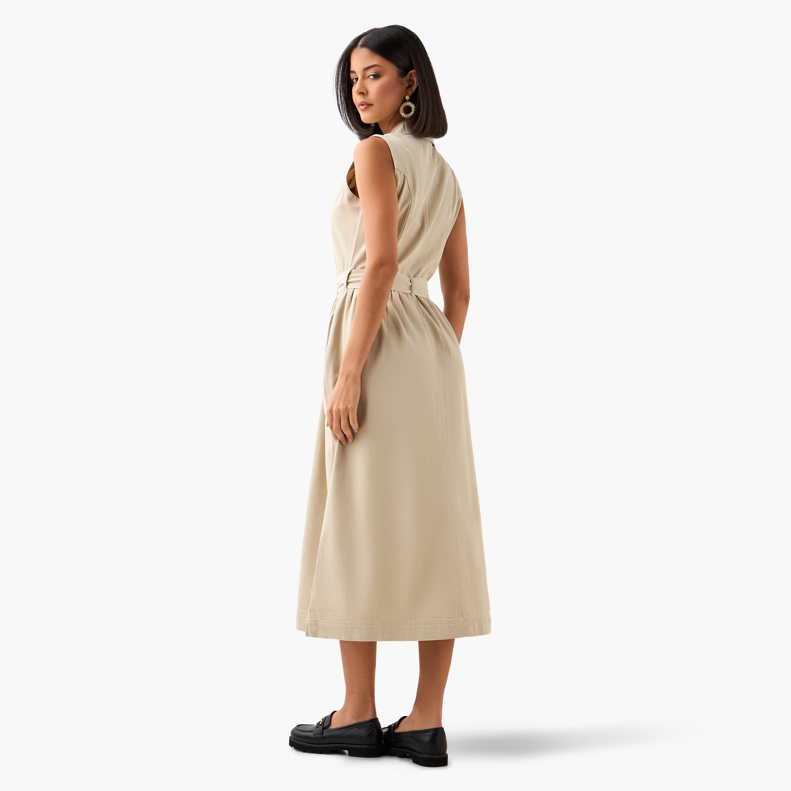 Denim Party Resort Shirt Dress With Belt-women-clothing-dresses-image-4