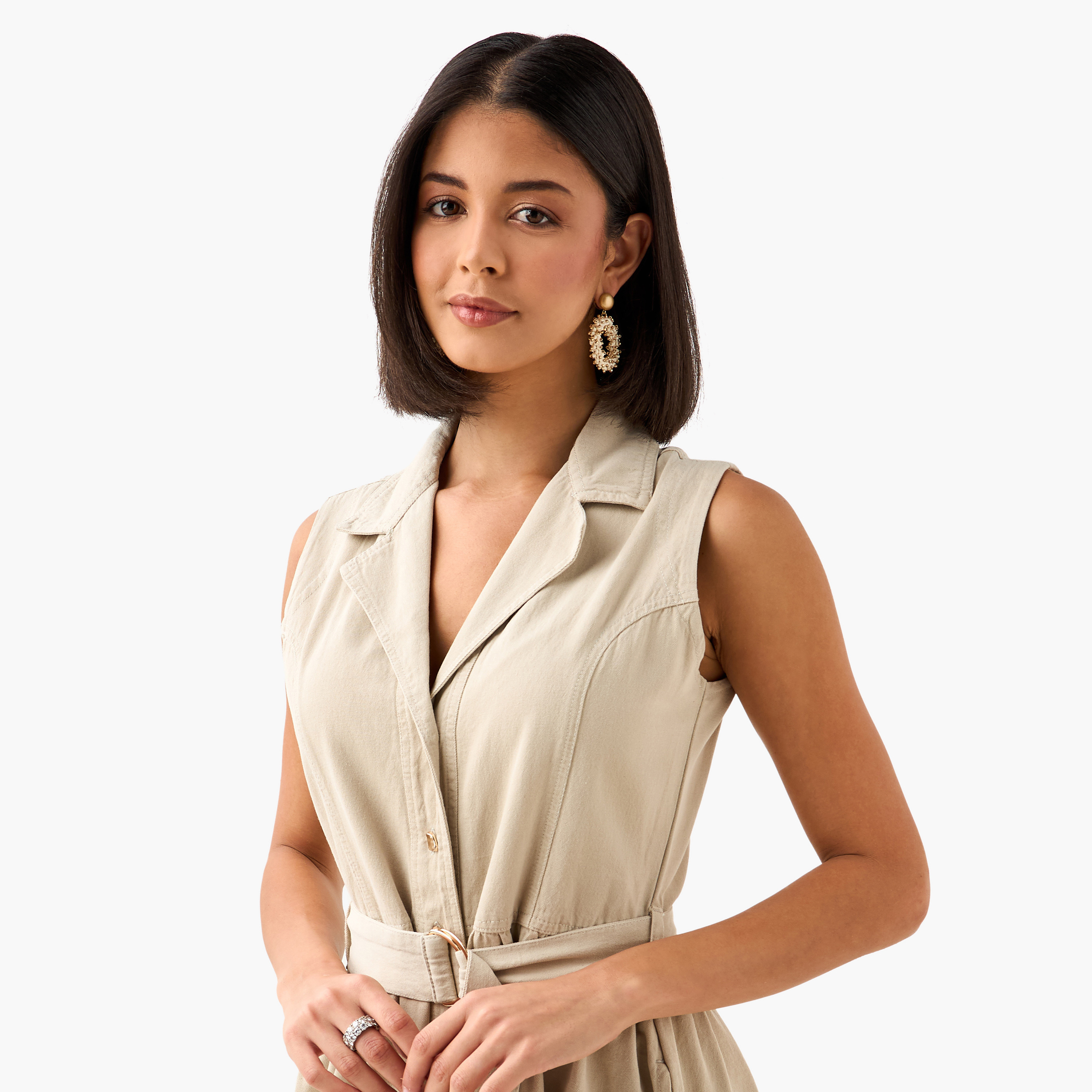 Denim Party Resort Shirt Dress With Belt-women-clothing-dresses-image-5