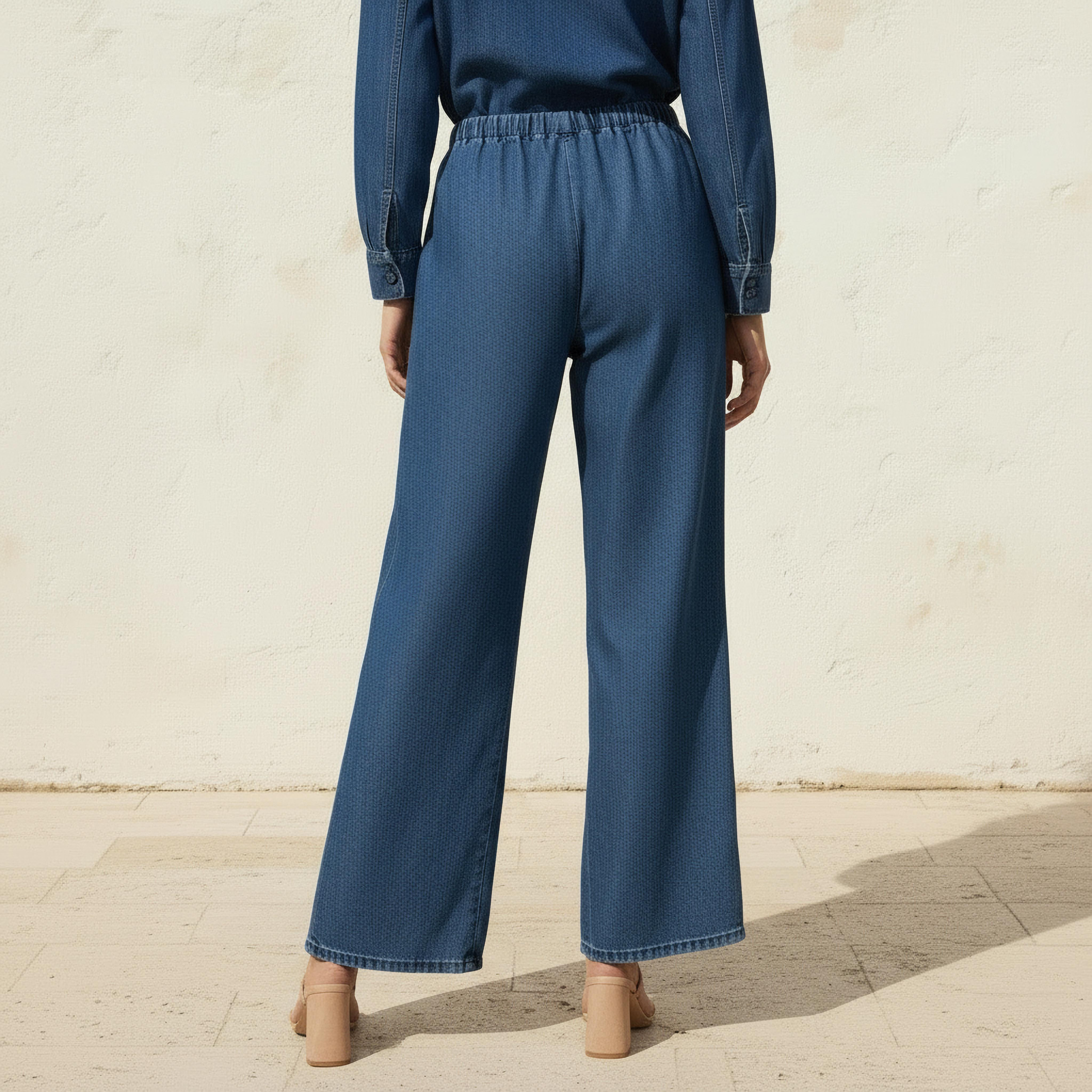 Wide Leg Mid Rise Jeans with Elasticated Waistband-women-clothing-bottoms-jeans-image-4