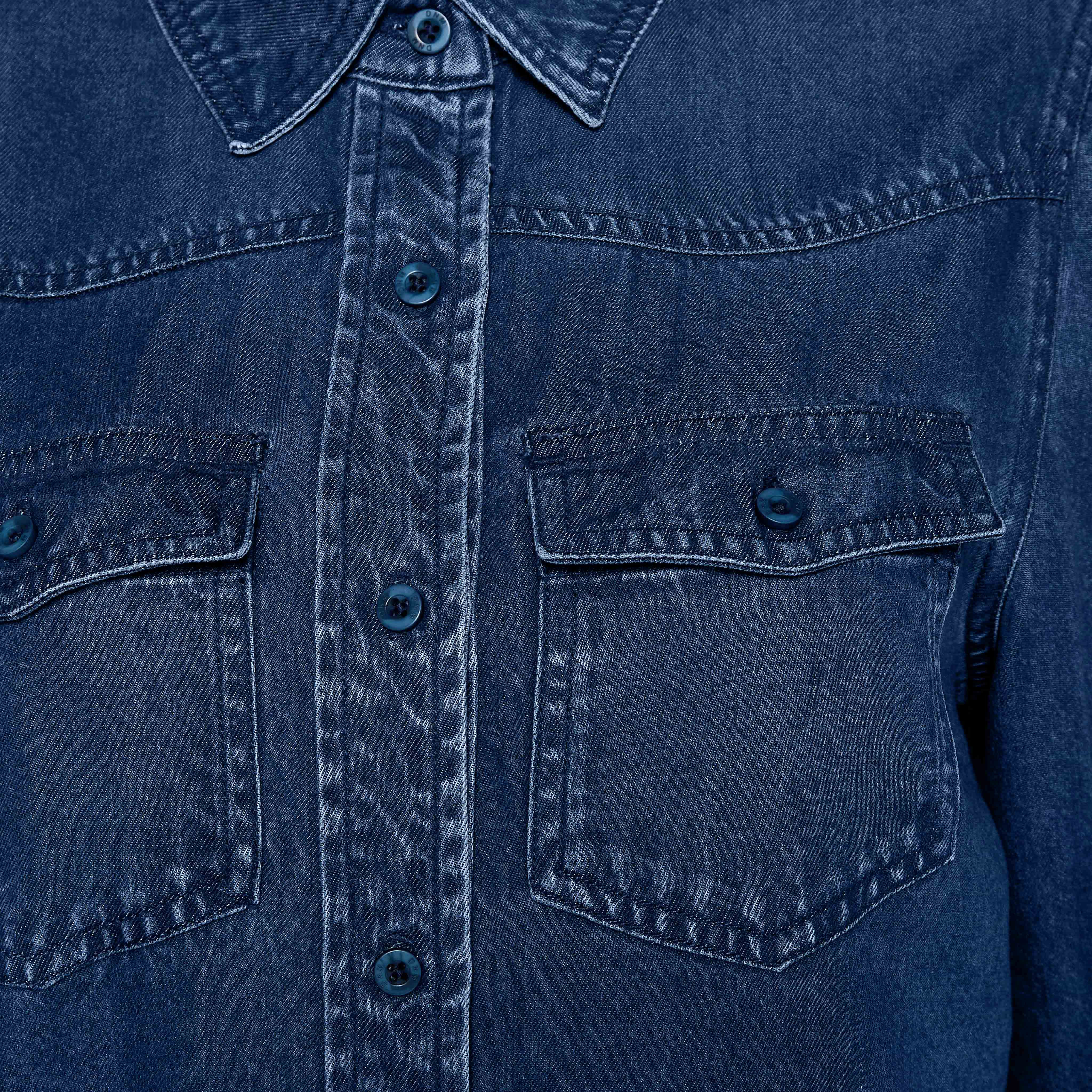 Lyocell Crop Denim Shirt with Pockets-women-clothing-shirtsandblouses-shirts-image-2