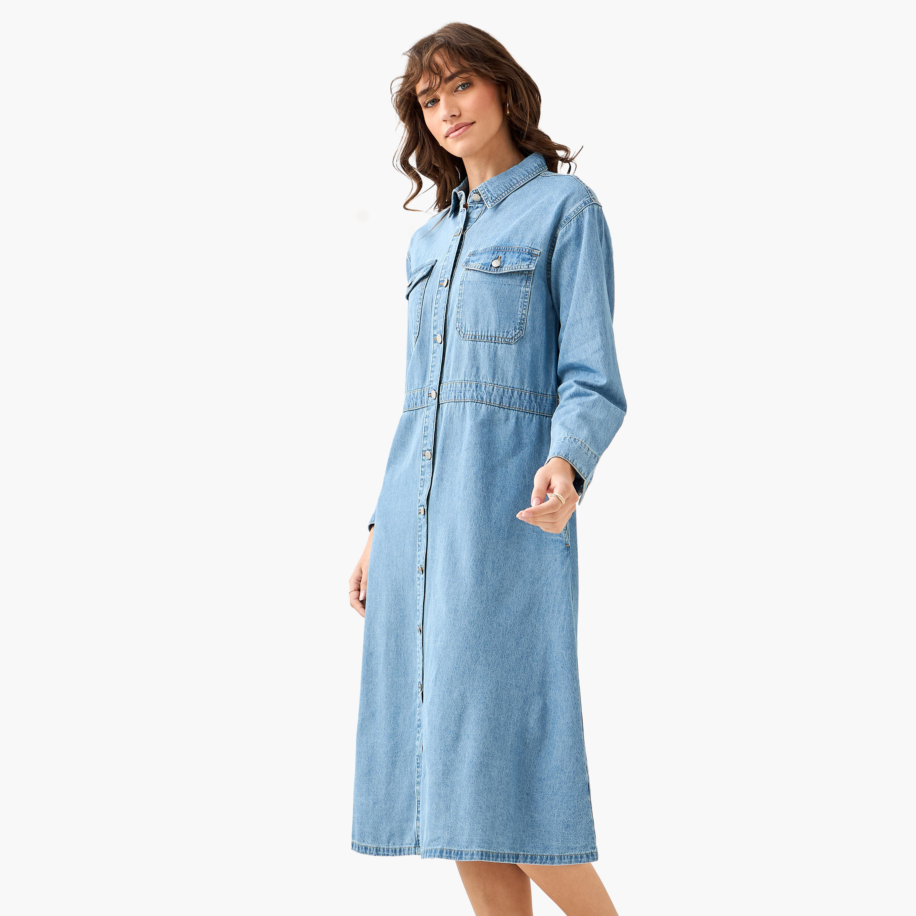 Midi Denim Shirt Dress-women-clothing-dresses-image-3