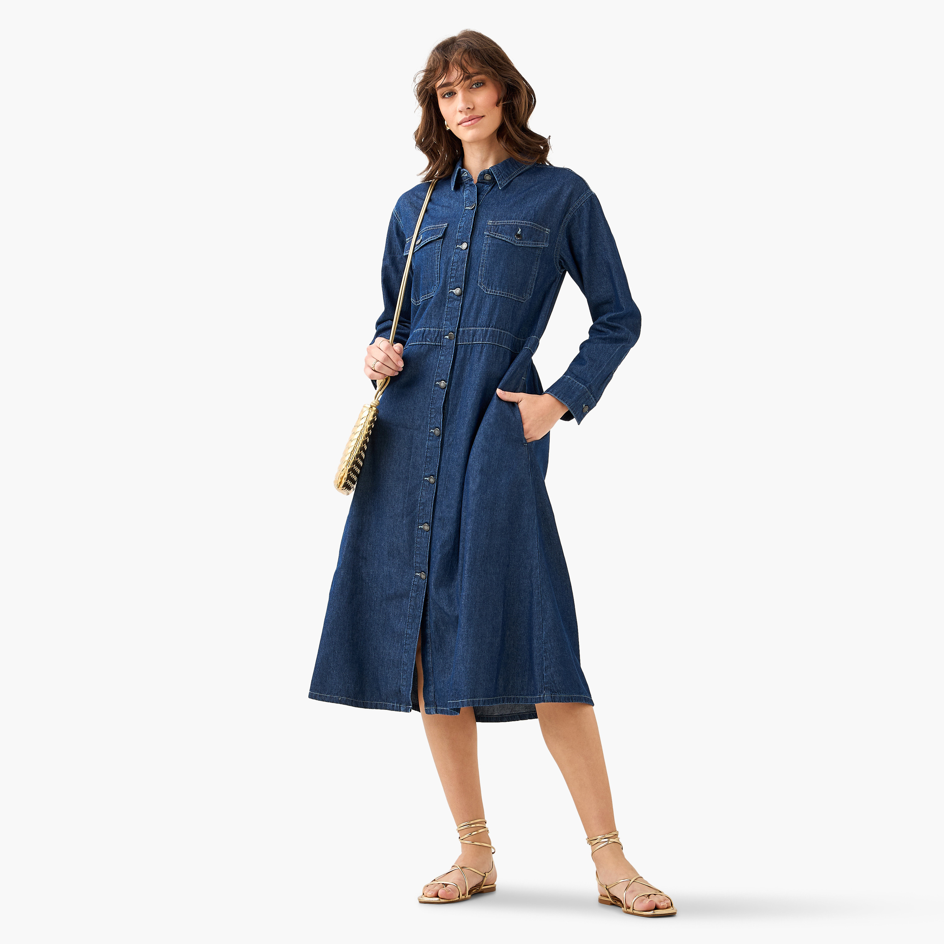 Midi Denim Shirt Dress-women-clothing-dresses-image-3