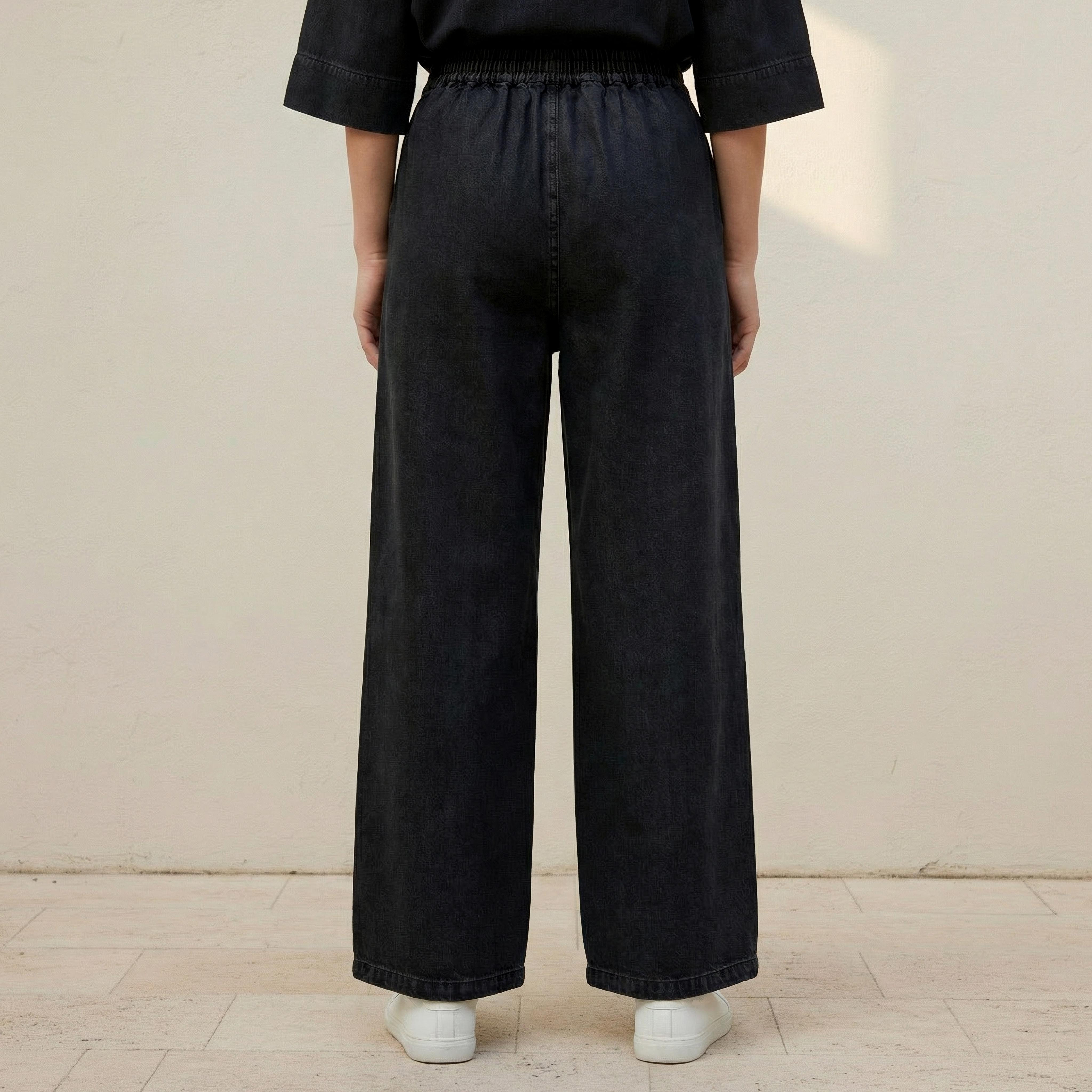 Wide Leg High-Rise Trousers with Elasticated Waistband-women-clothing-bottoms-trousers-image-4
