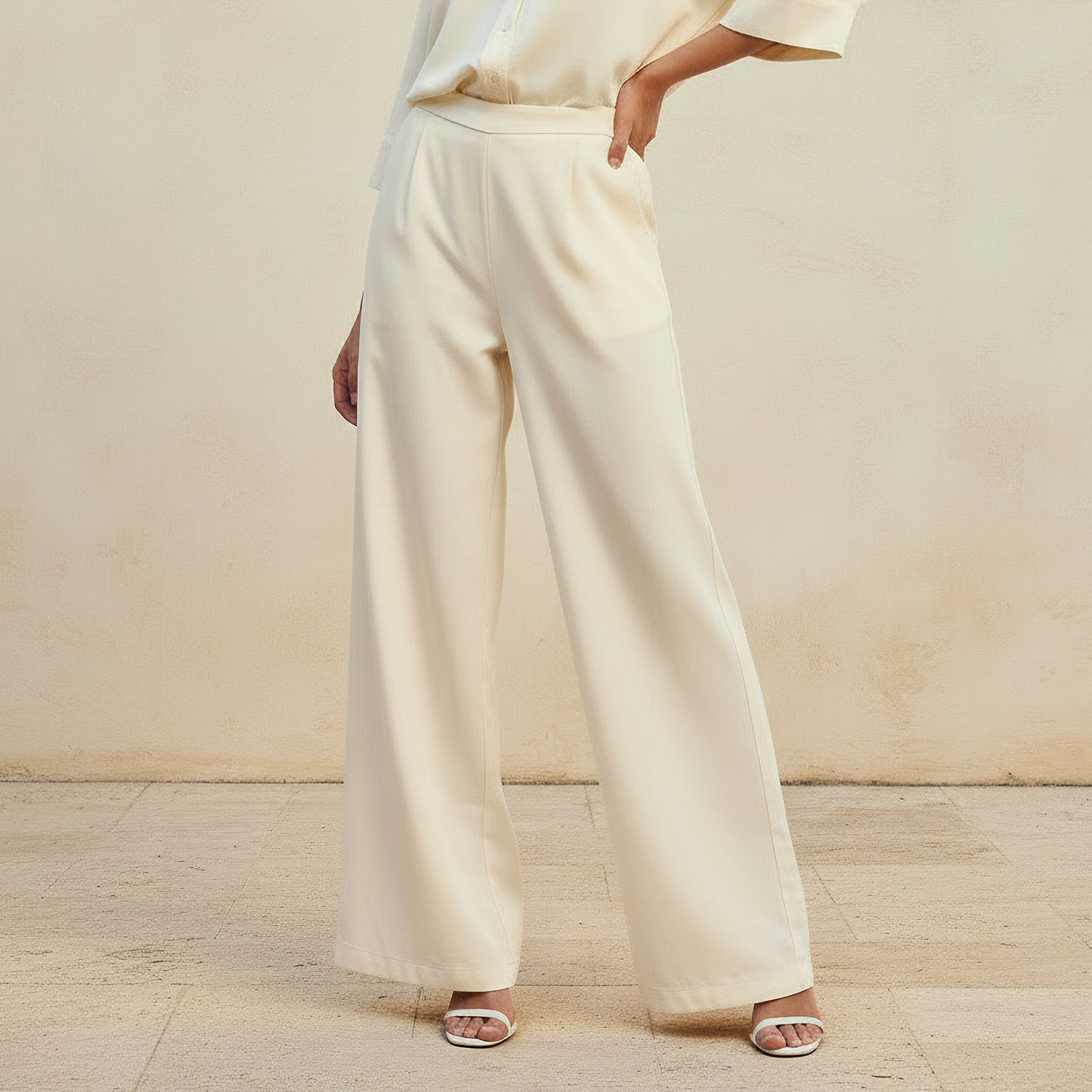 Wide Leg High-Rise Trousers with Elasticated Waistband-women-clothing-bottoms-trousers-image-1