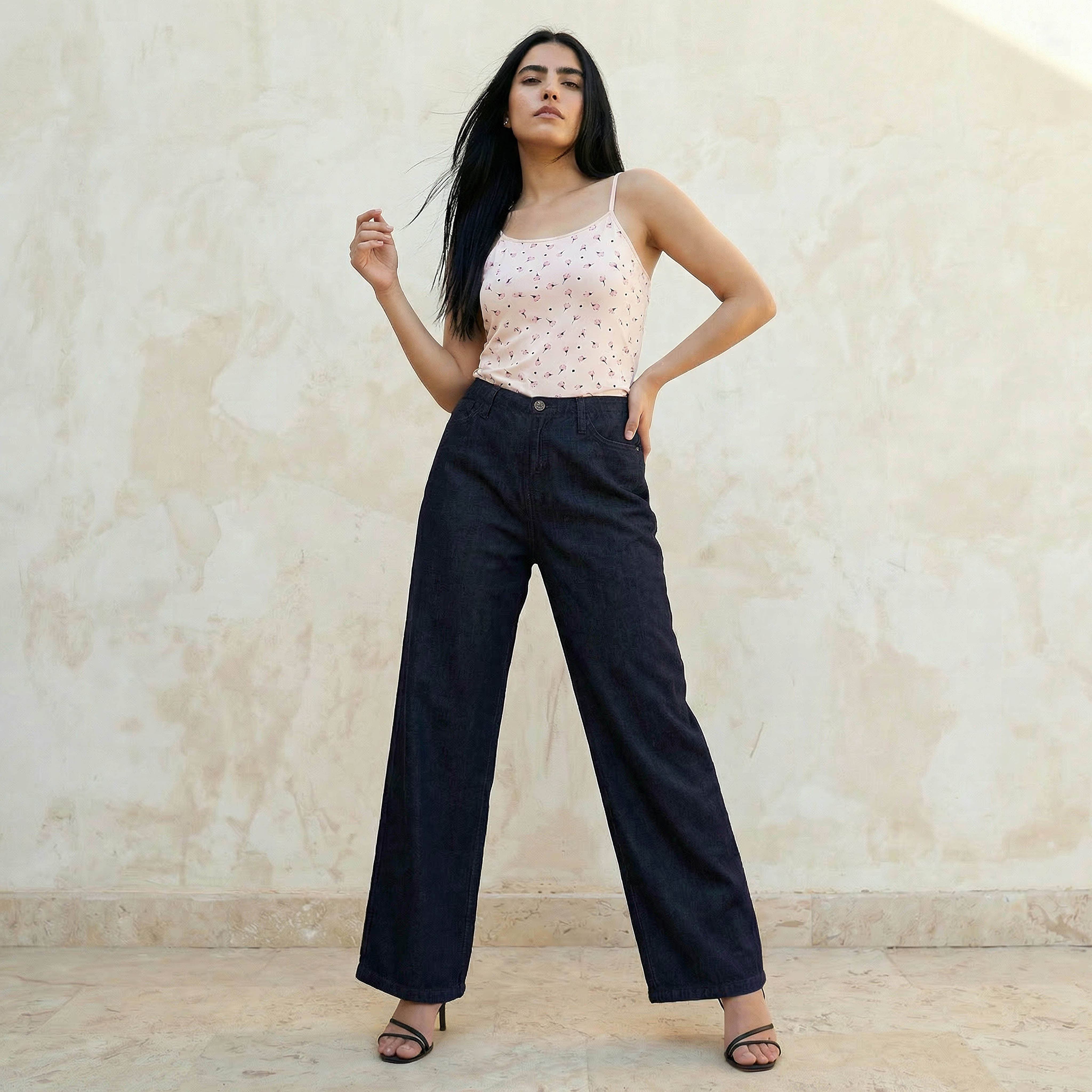بنطلون جينز واسع الساقين بخصر مطاطي-women-clothing-bottoms-jeans-image-3