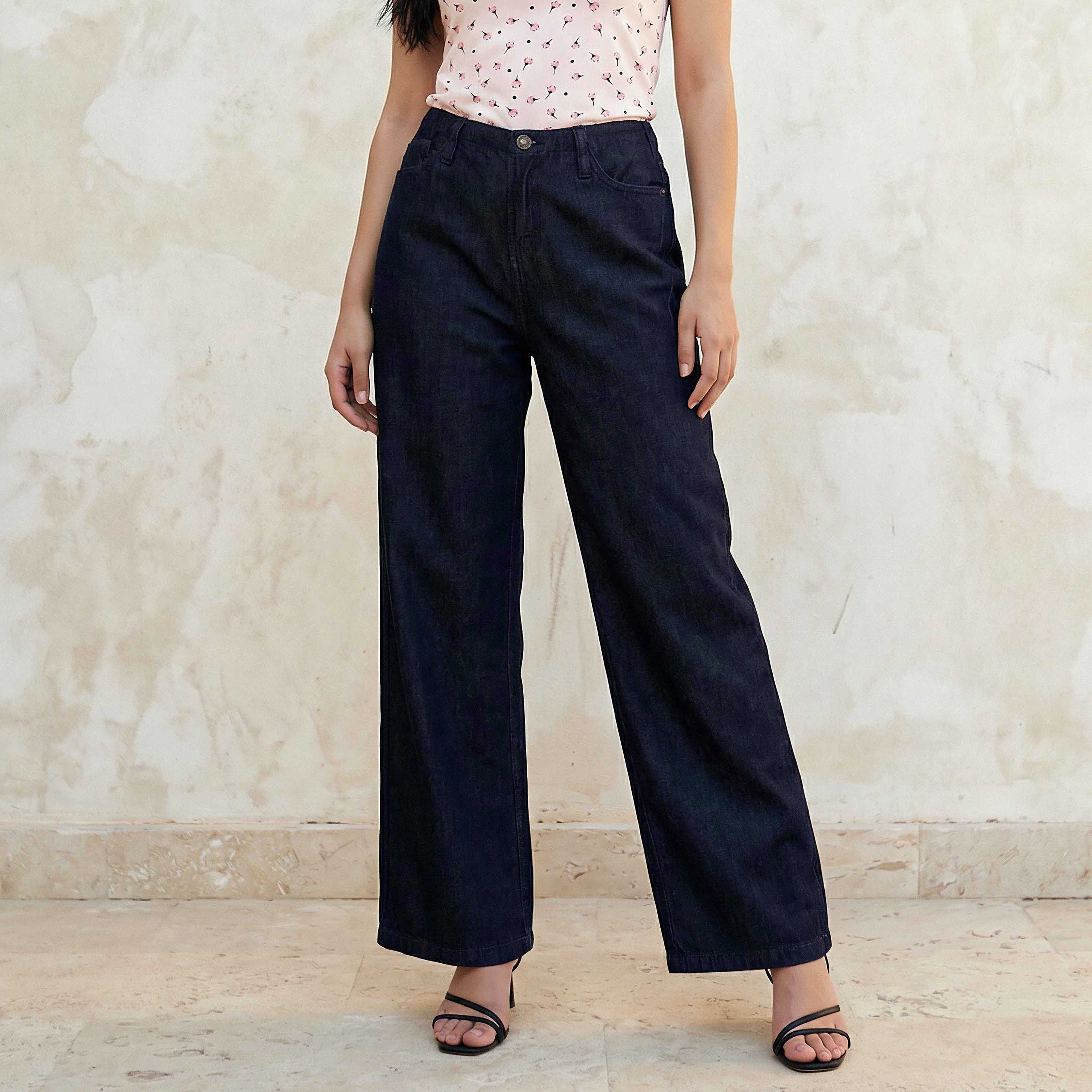بنطلون جينز واسع الساقين بخصر مطاطي-women-clothing-bottoms-jeans-image-5
