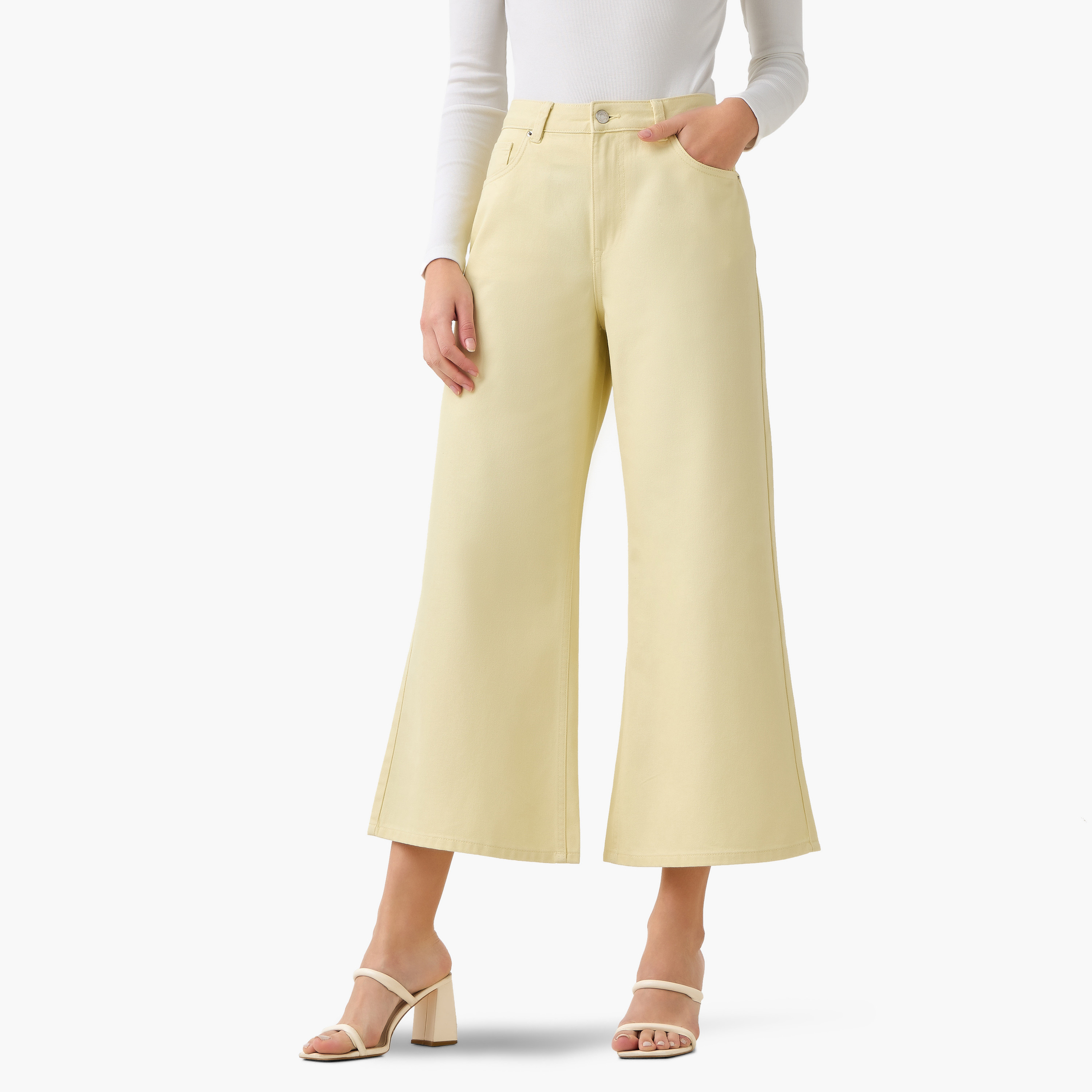 بنطلون جينز قطن واسع الساقين وقصير بخصر عالٍ-women-clothing-bottoms-jeans-image-4