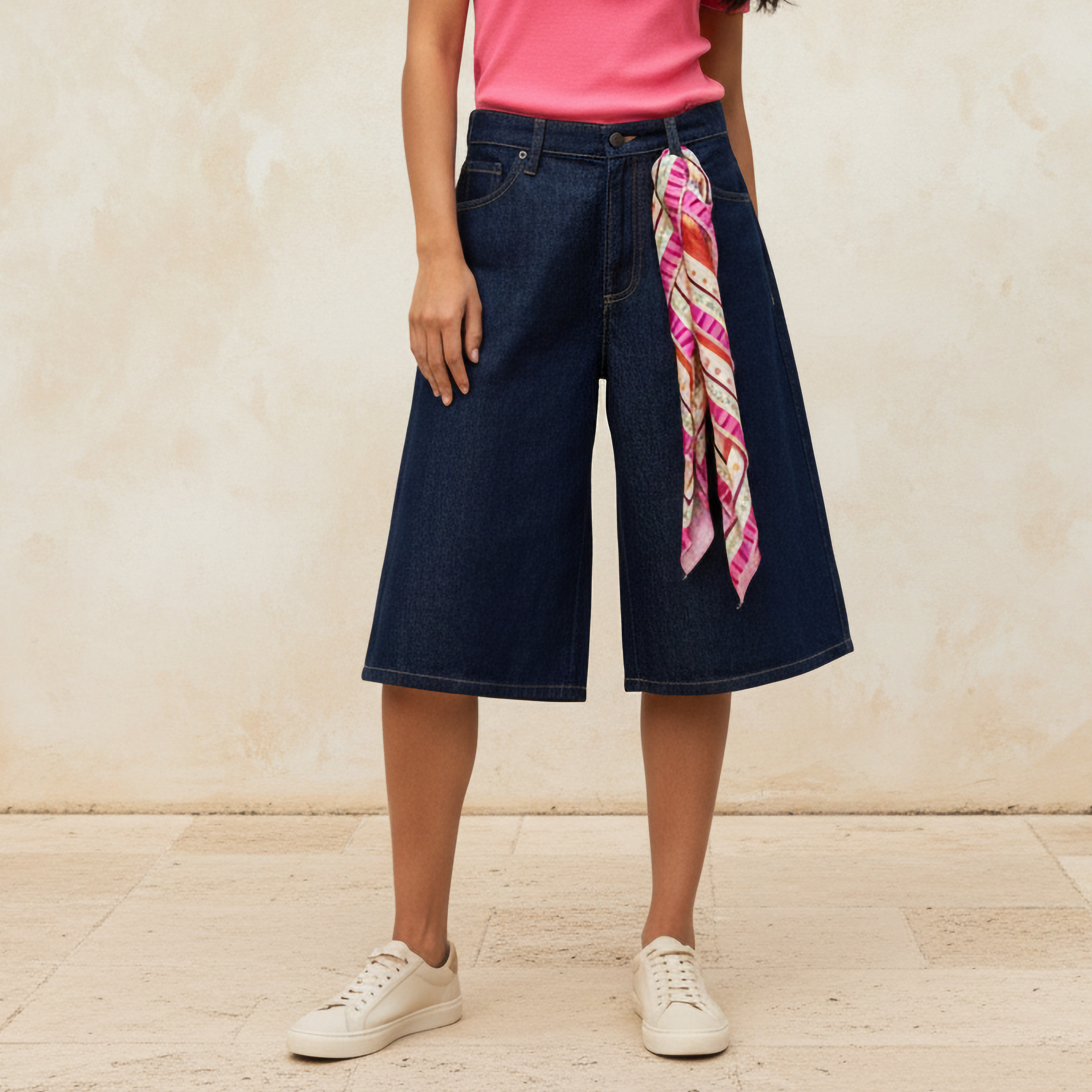 Mid-Rise Burmuda Cotton Shorts with Pockets-women-clothing-bottoms-shorts-image-1