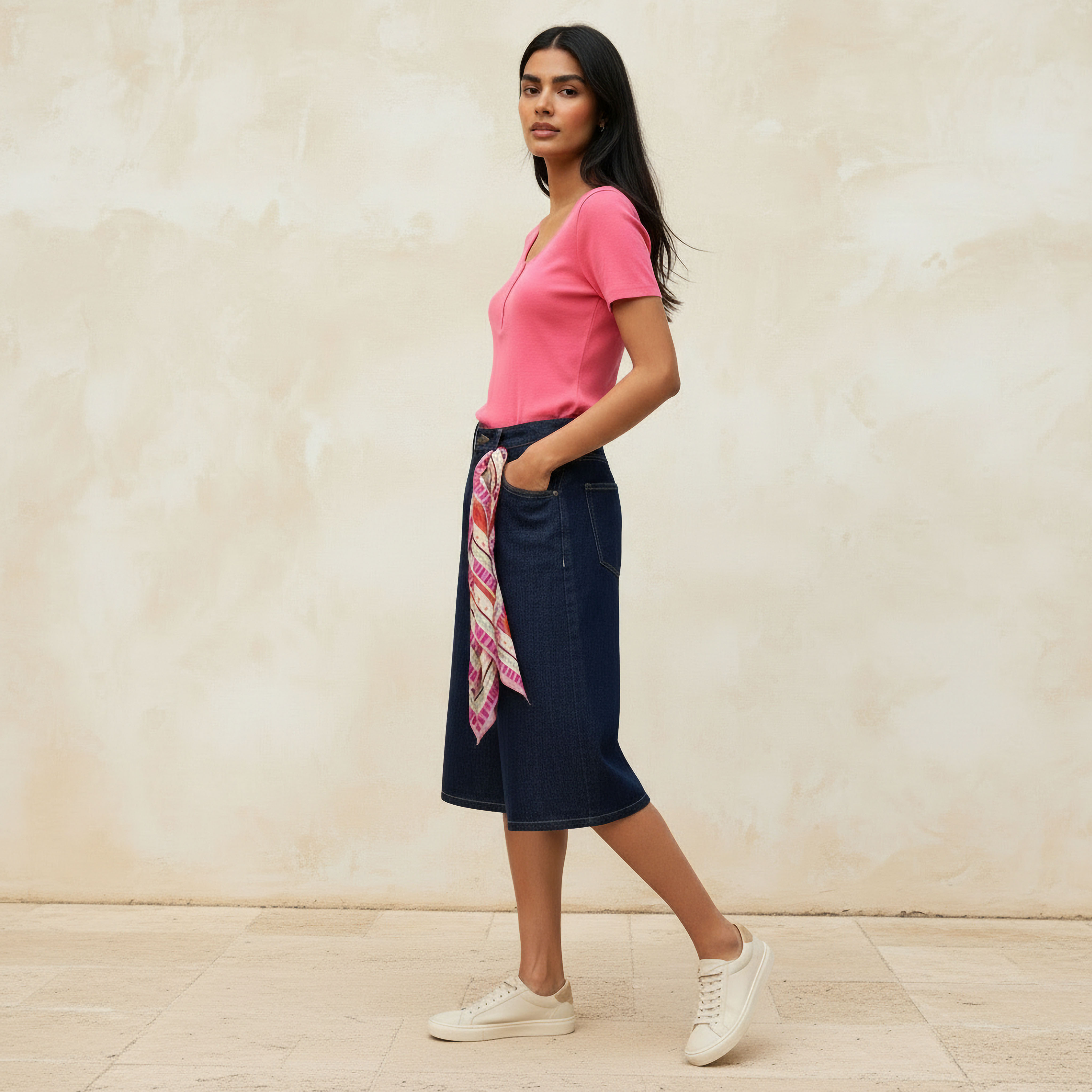 Mid-Rise Burmuda Cotton Shorts with Pockets-women-clothing-bottoms-shorts-image-3