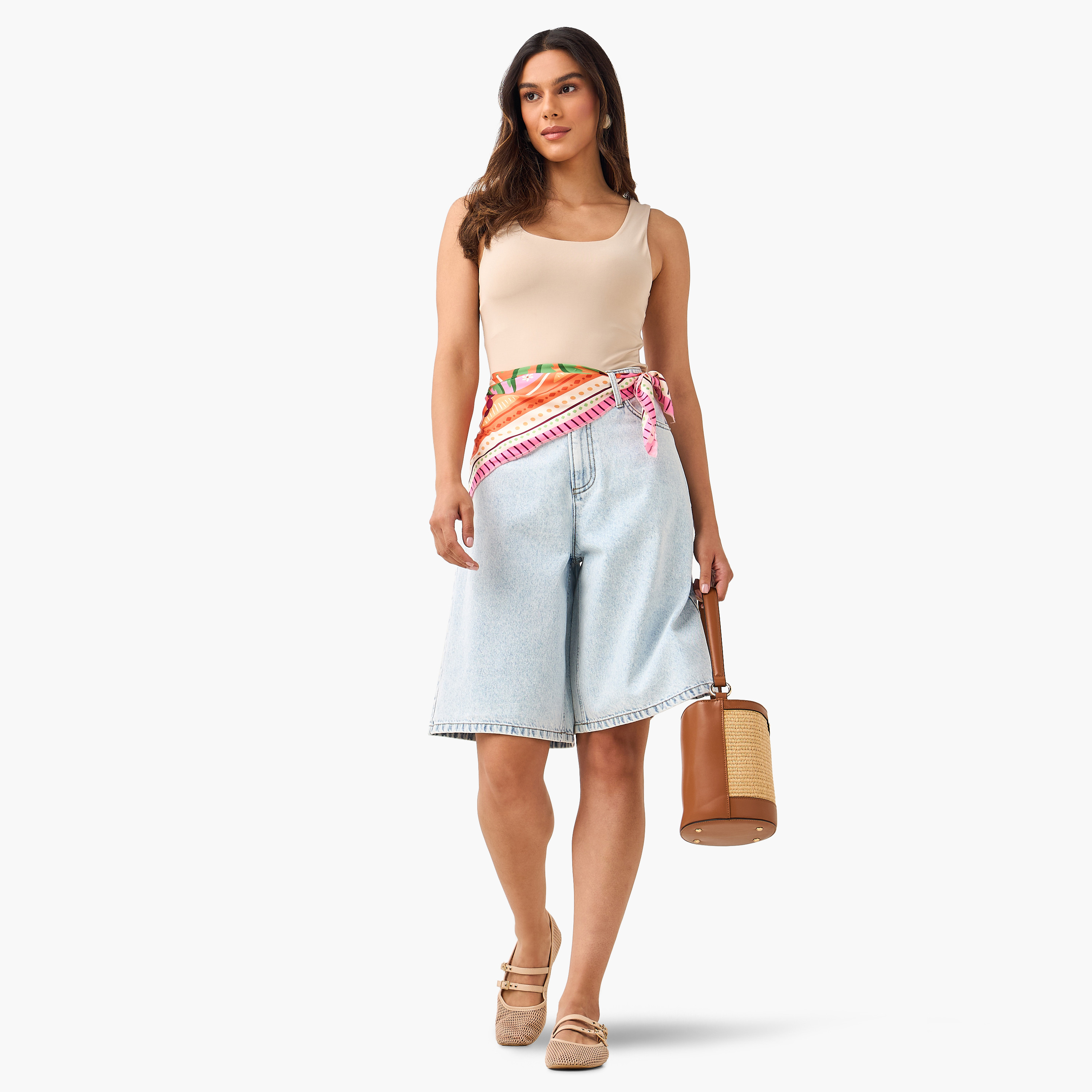 Mid-Rise Burmuda Cotton Shorts with Pockets-women-clothing-bottoms-shorts-image-4