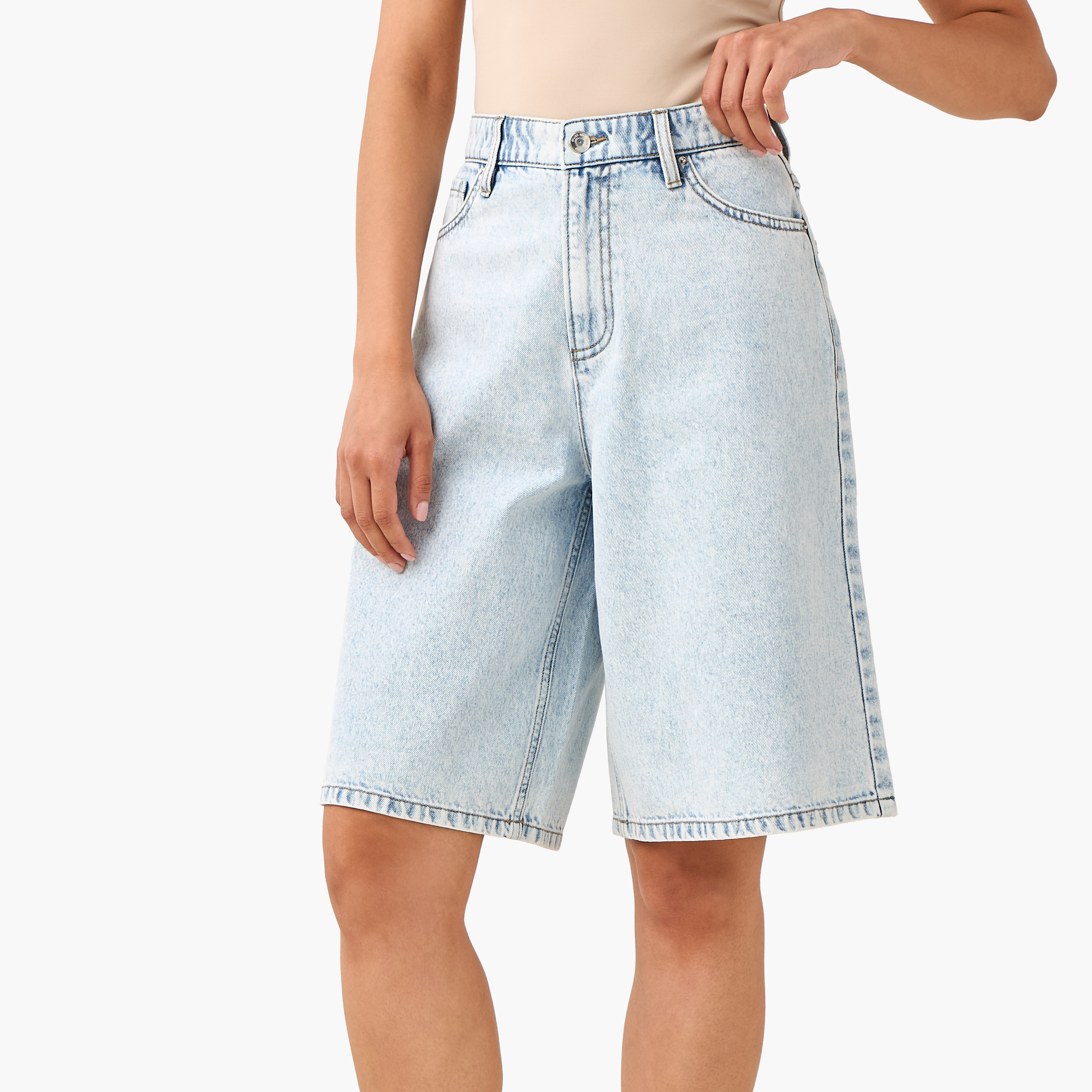 Mid-Rise Burmuda Cotton Shorts with Pockets-women-clothing-bottoms-shorts-image-5