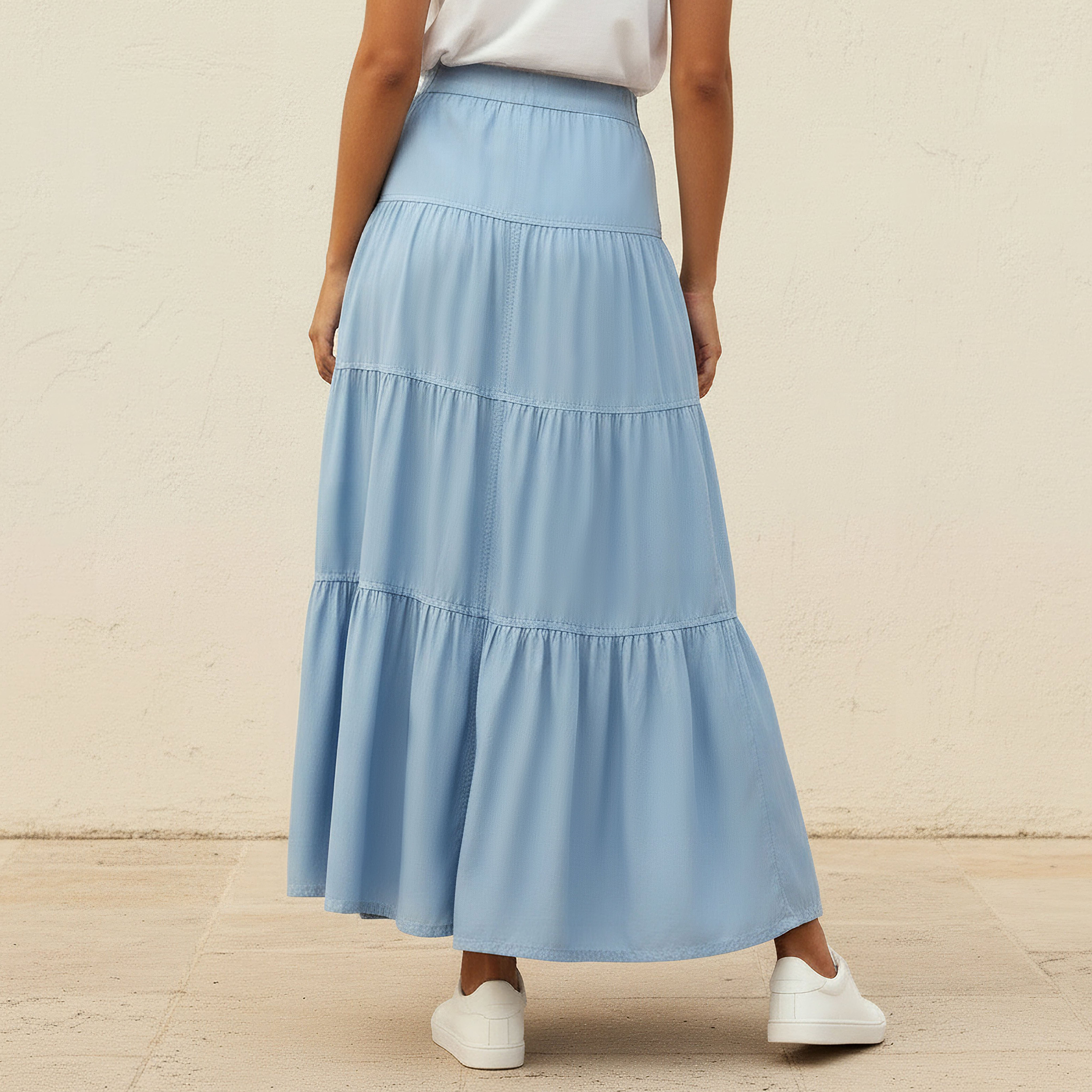 تنورة قطن ماكسي بطبقات وبتفاصيل أزرار-women-clothing-bottoms-skirts-image-4