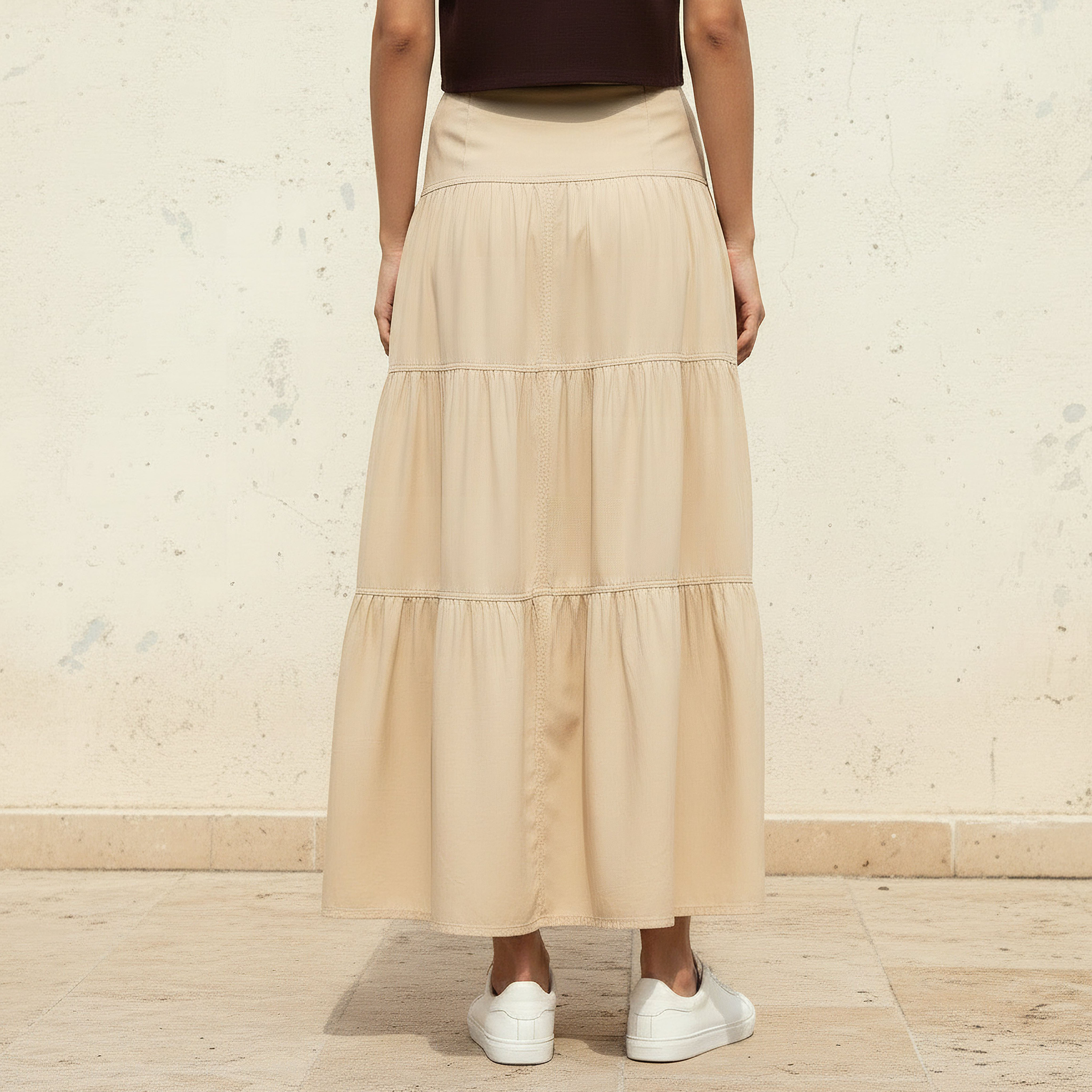 تنورة قطن ماكسي بطبقات وبتفاصيل أزرار-women-clothing-bottoms-skirts-image-4