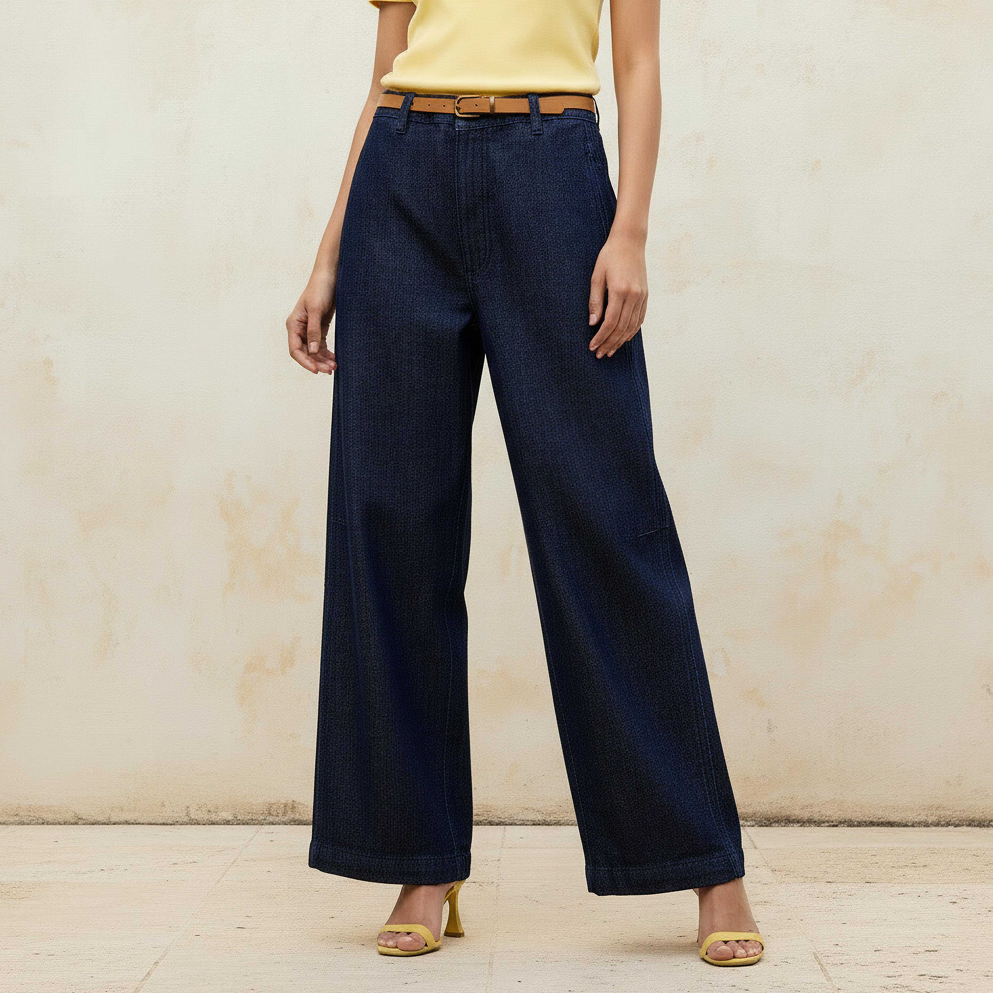 Straight Fit Mid-Rise Jeans with Belt Cotton-women-clothing-bottoms-jeans-image-1