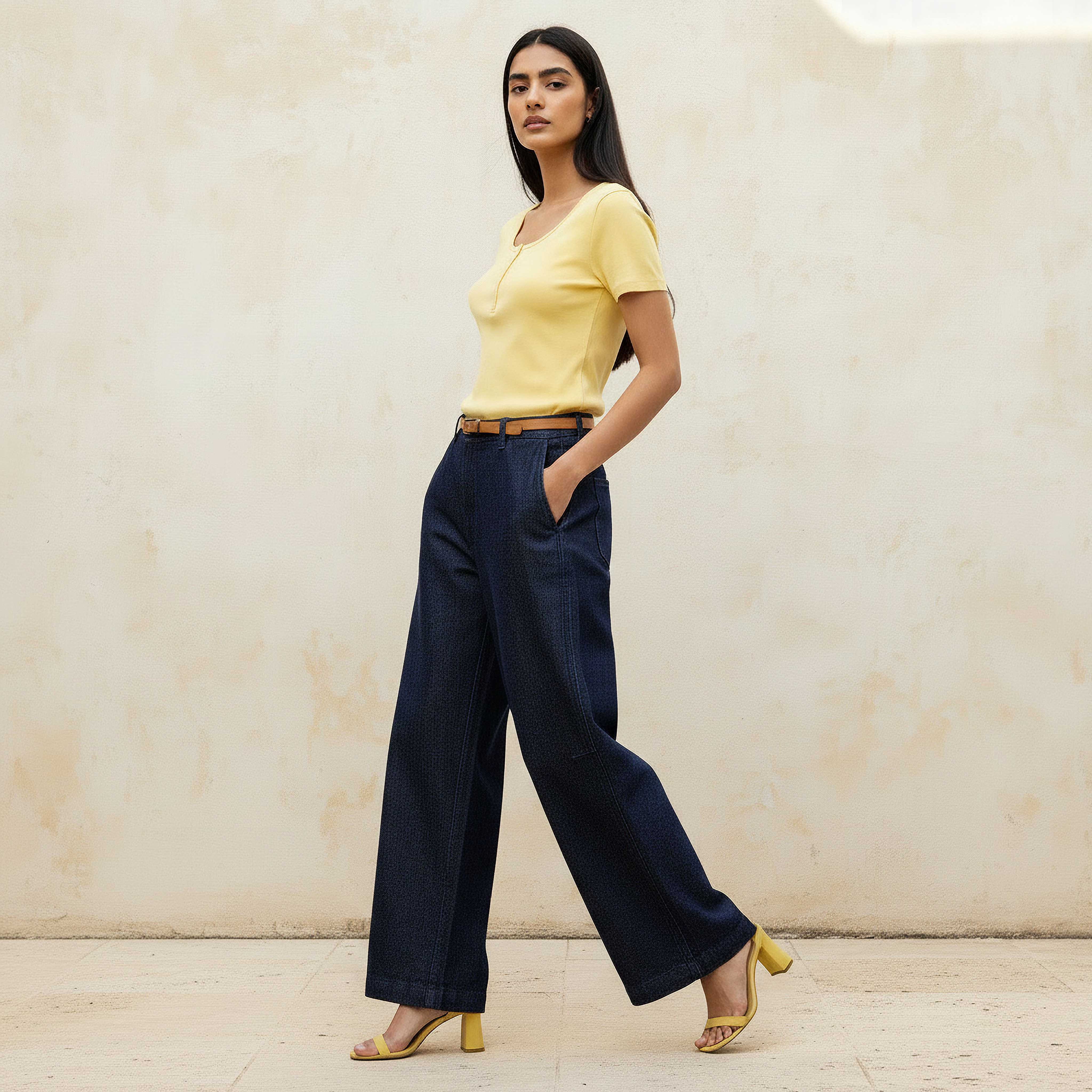 Straight Fit Mid-Rise Jeans with Belt Cotton-women-clothing-bottoms-jeans-image-3