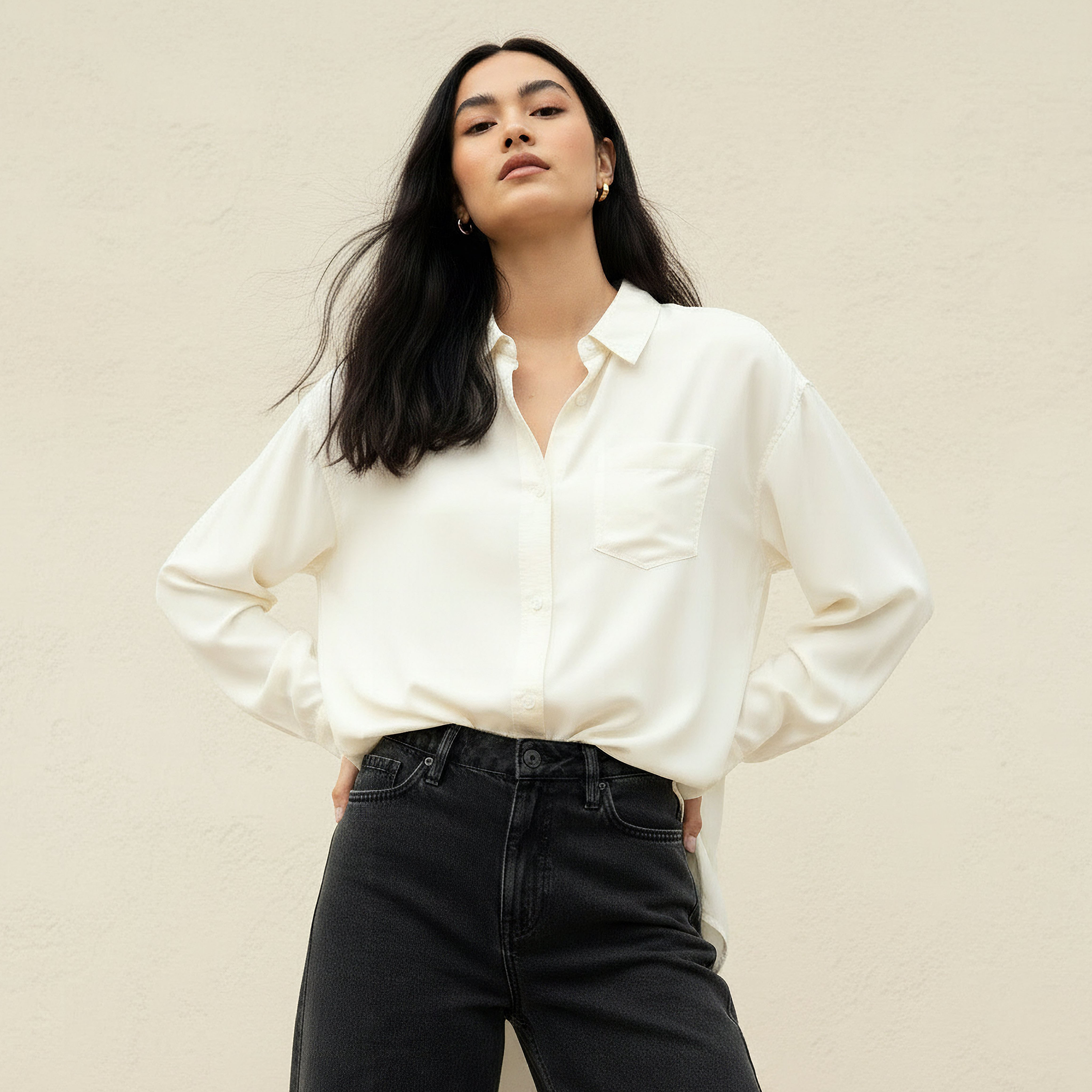 Tencel Longline Shirt with Chest Pocket-women-clothing-shirtsandblouses-shirts-image-1