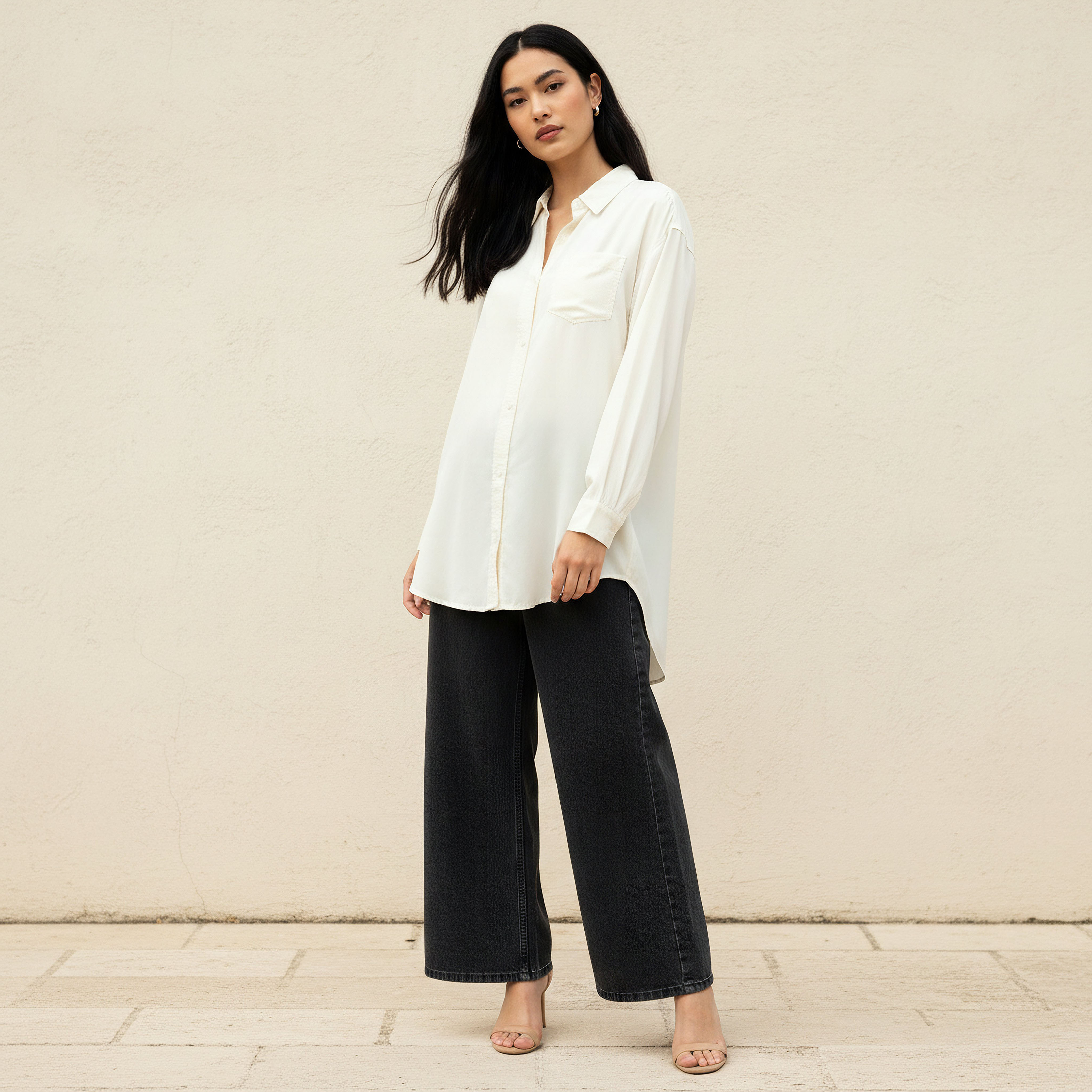 Tencel Longline Shirt with Chest Pocket-women-clothing-shirtsandblouses-shirts-image-3