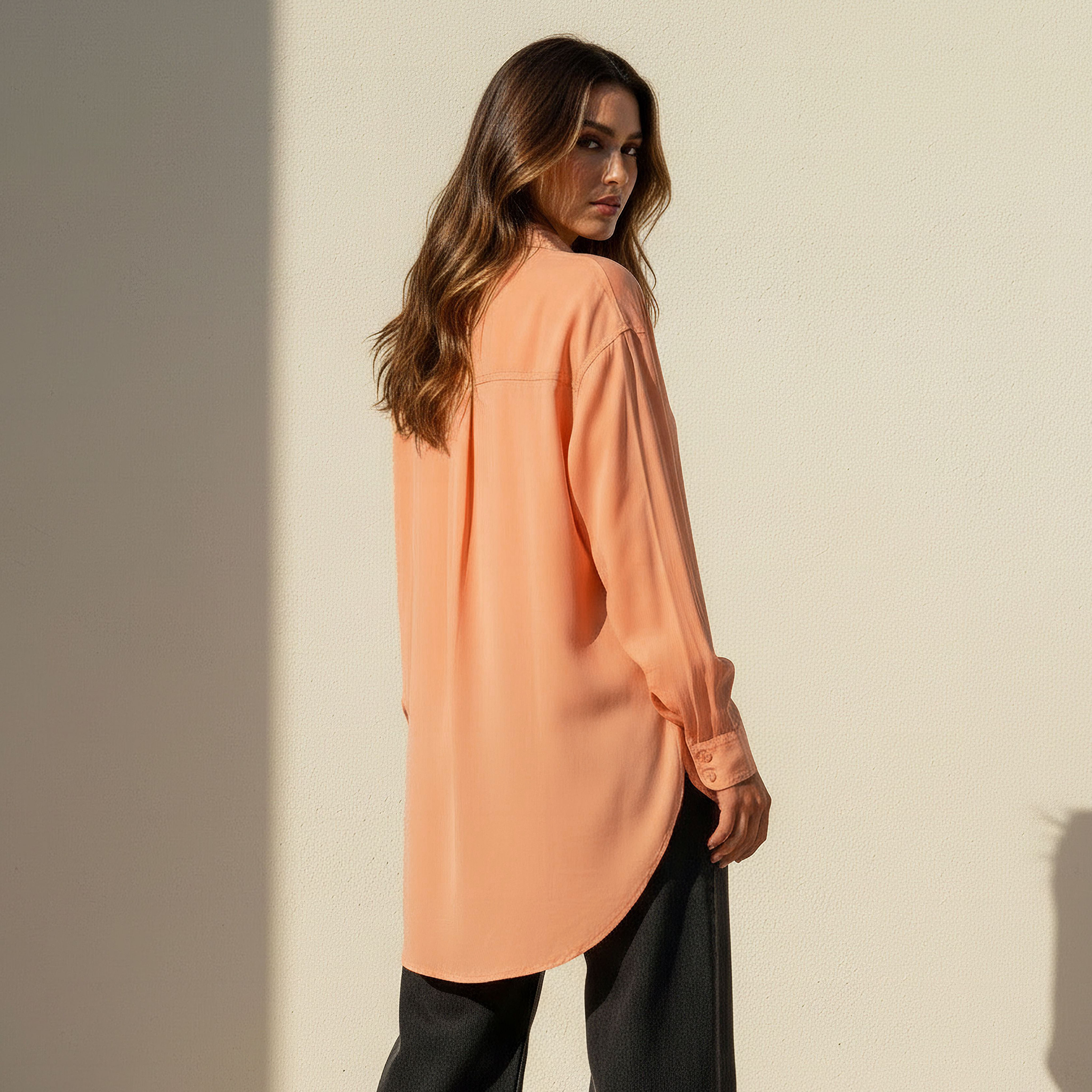 Tencel Longline Shirt with Chest Pocket-women-clothing-shirtsandblouses-shirts-image-4