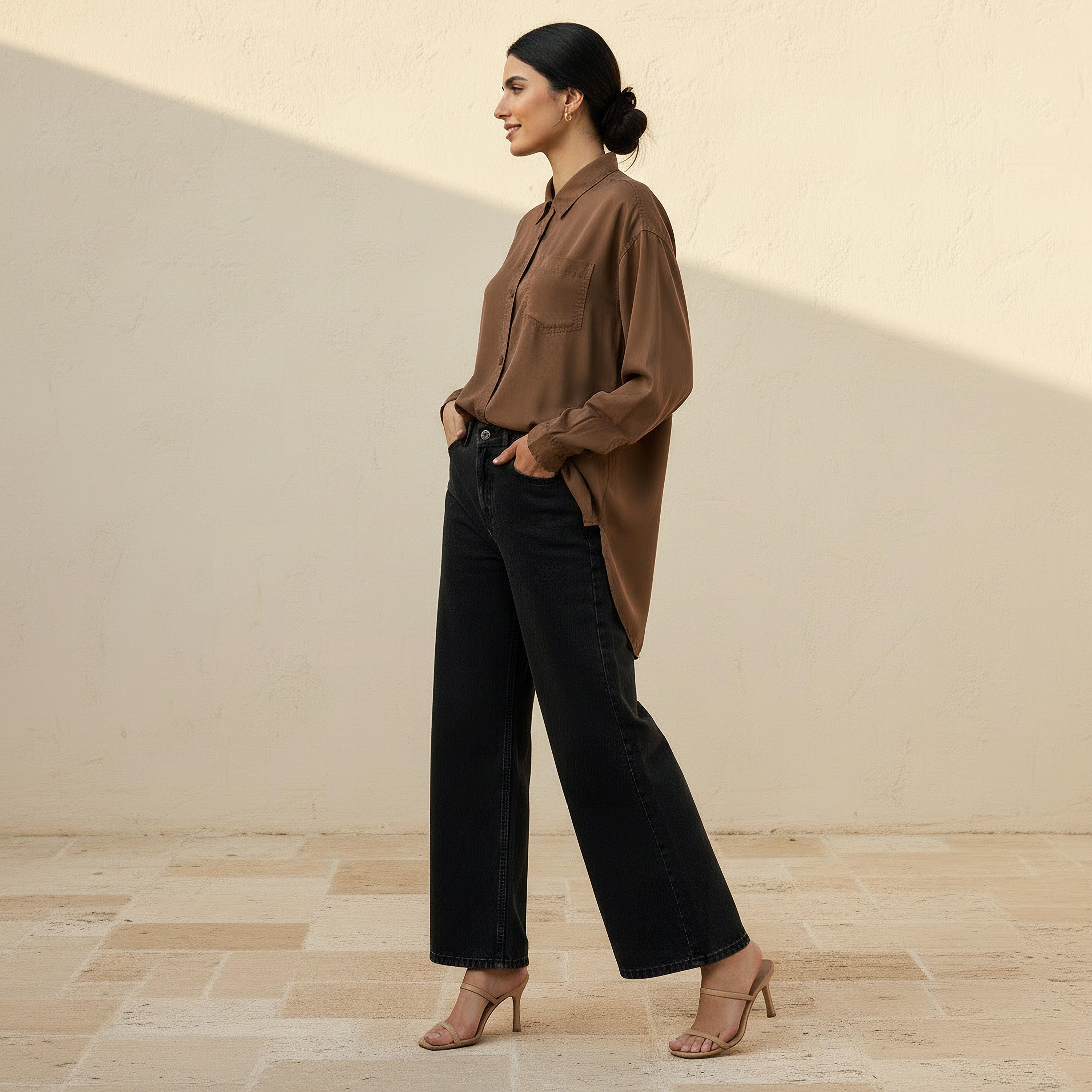 Tencel Longline Shirt with Chest Pocket-women-clothing-shirtsandblouses-shirts-image-3