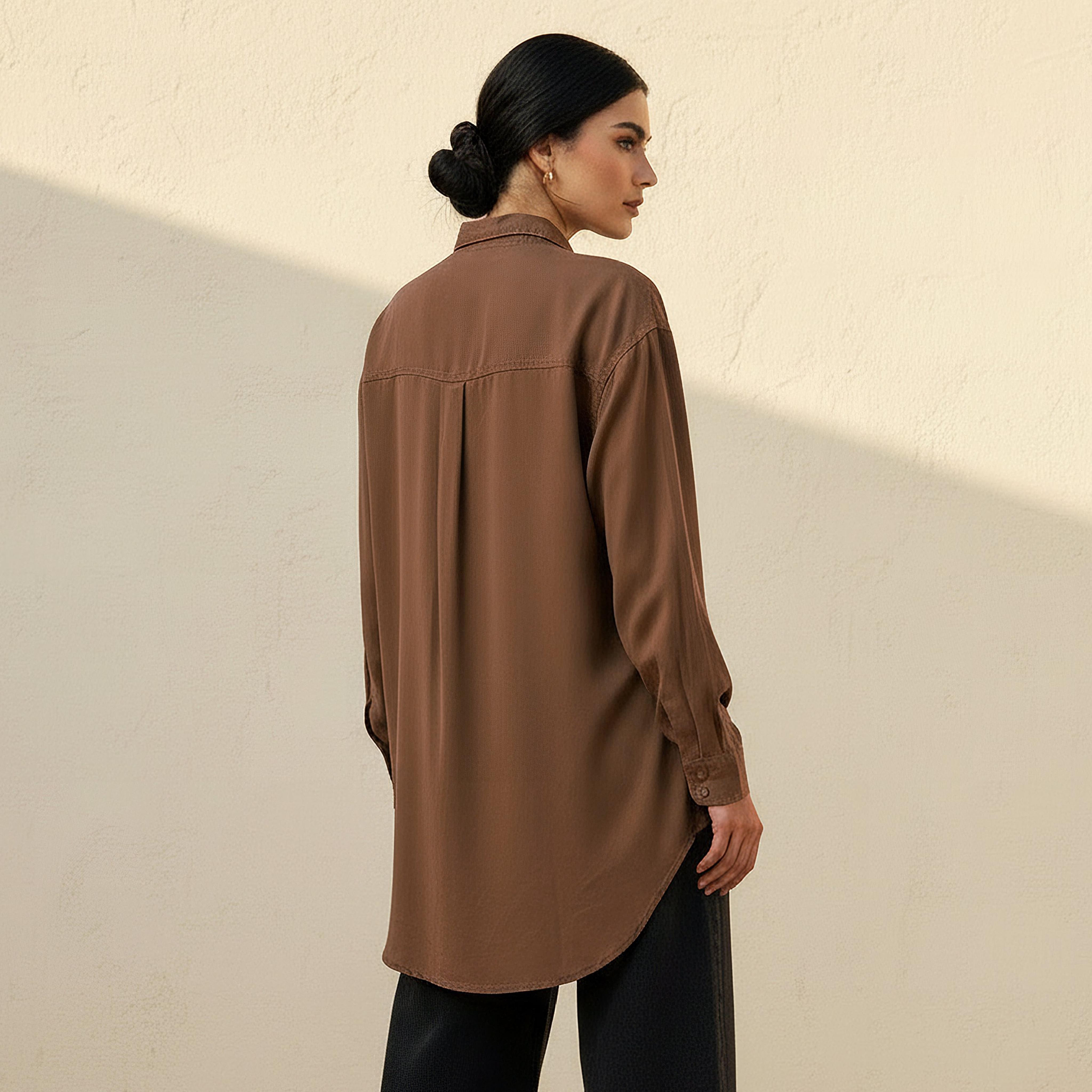 Tencel Longline Shirt with Chest Pocket-women-clothing-shirtsandblouses-shirts-image-4