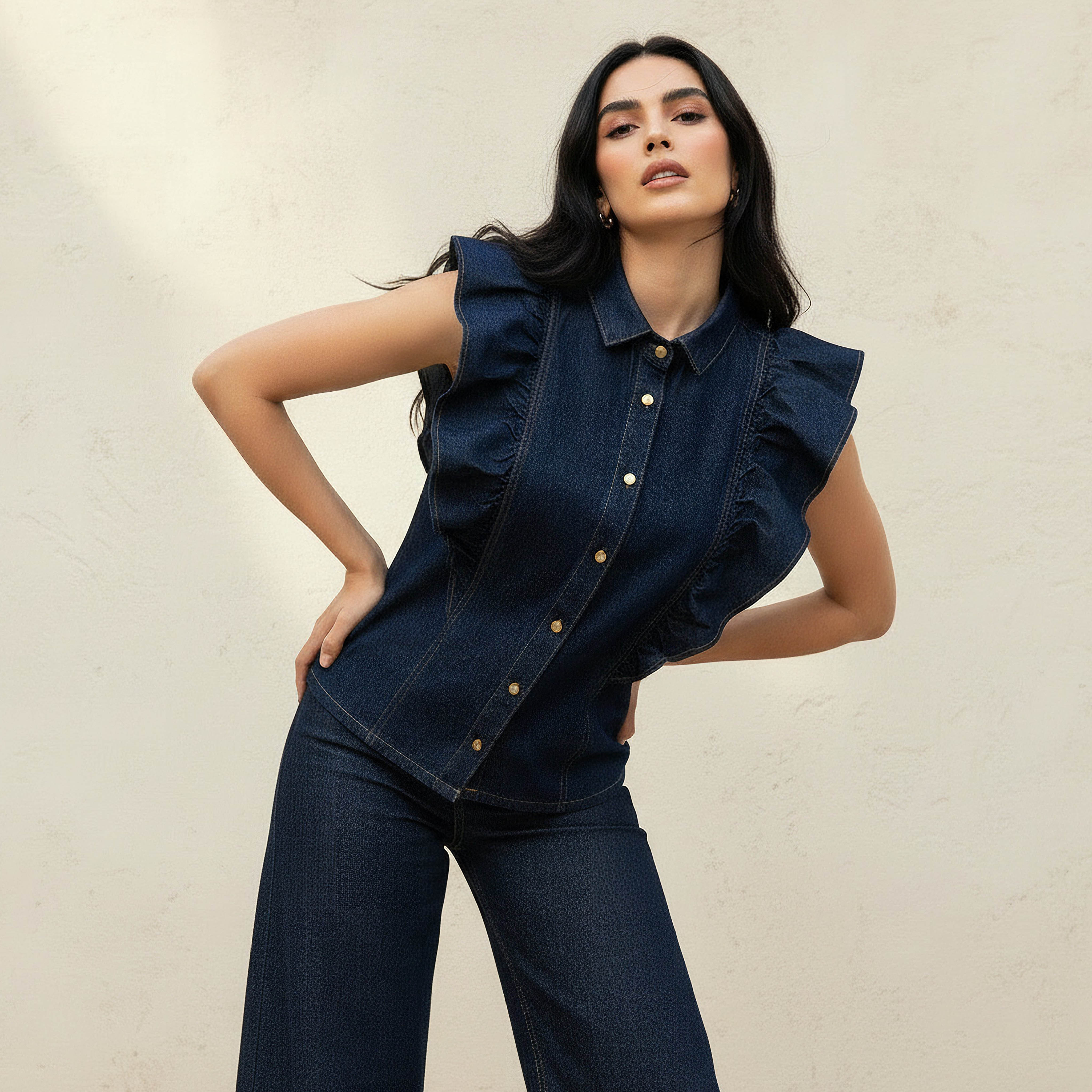Cotton Sleeveless Shirt with Ruffles-women-clothing-shirtsandblouses-shirts-image-1