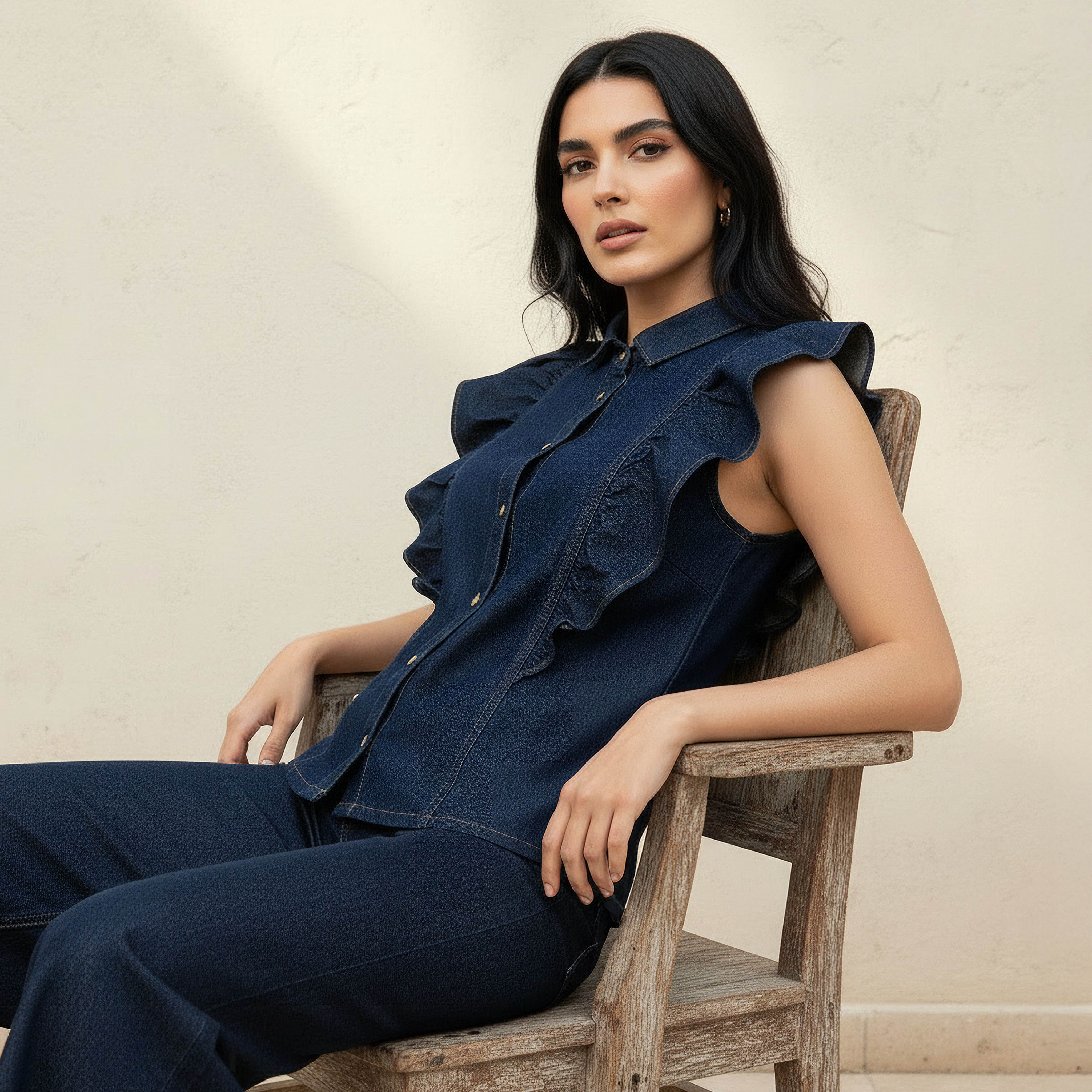 Cotton Sleeveless Shirt with Ruffles-women-clothing-shirtsandblouses-shirts-image-5