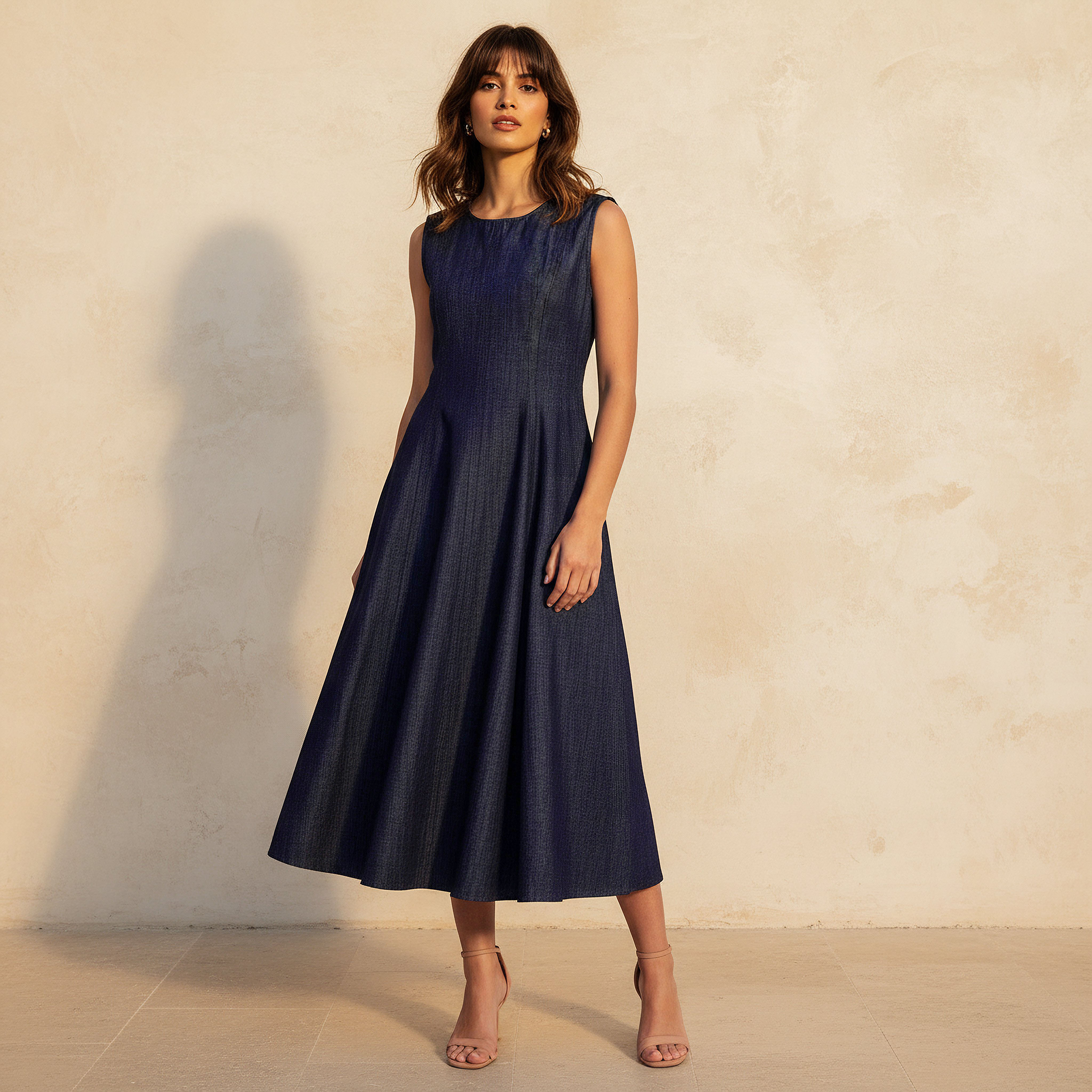 A-line Midi Cotton Dress Sleeveless-women-clothing-dresses-image-1