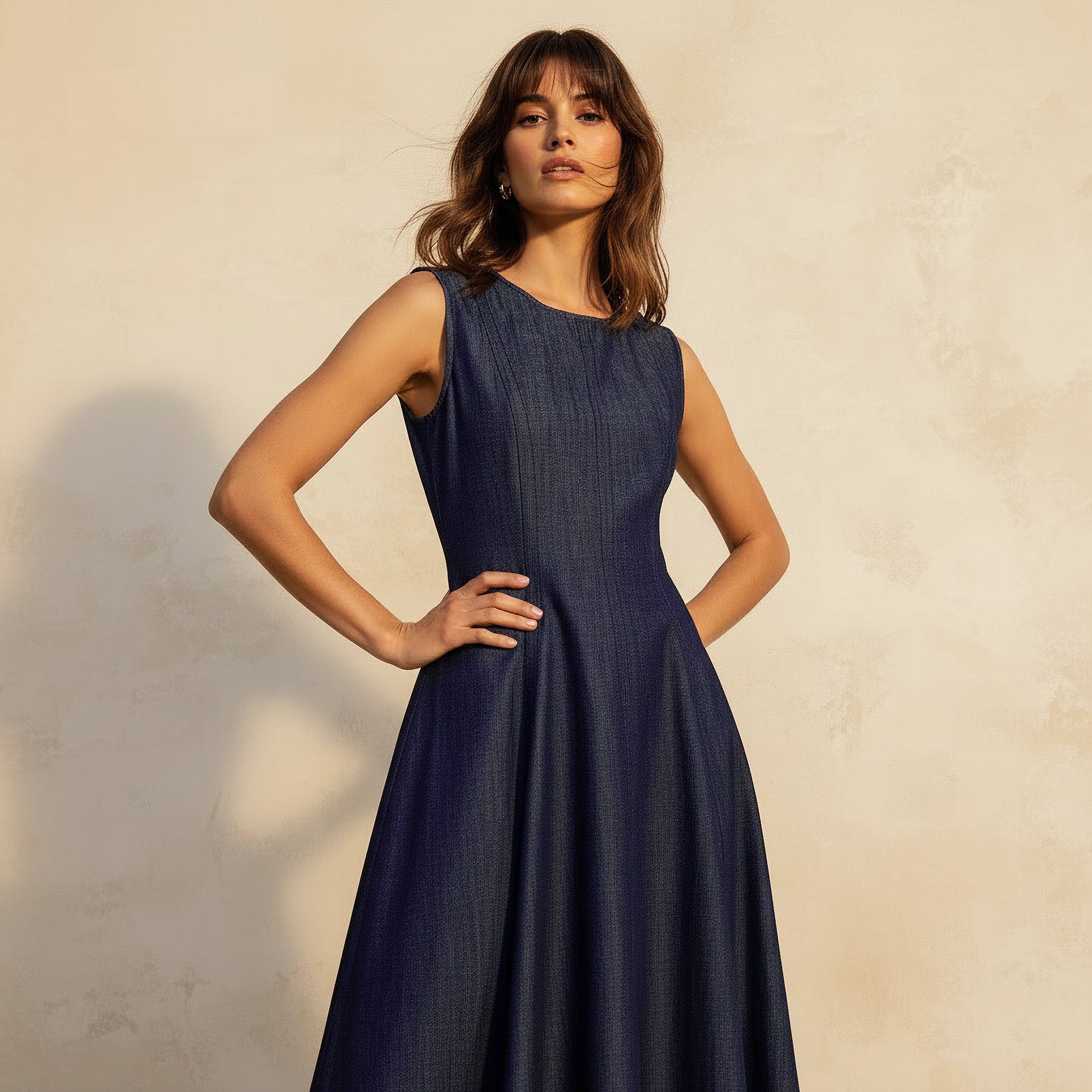 A-line Midi Cotton Dress Sleeveless-women-clothing-dresses-image-3