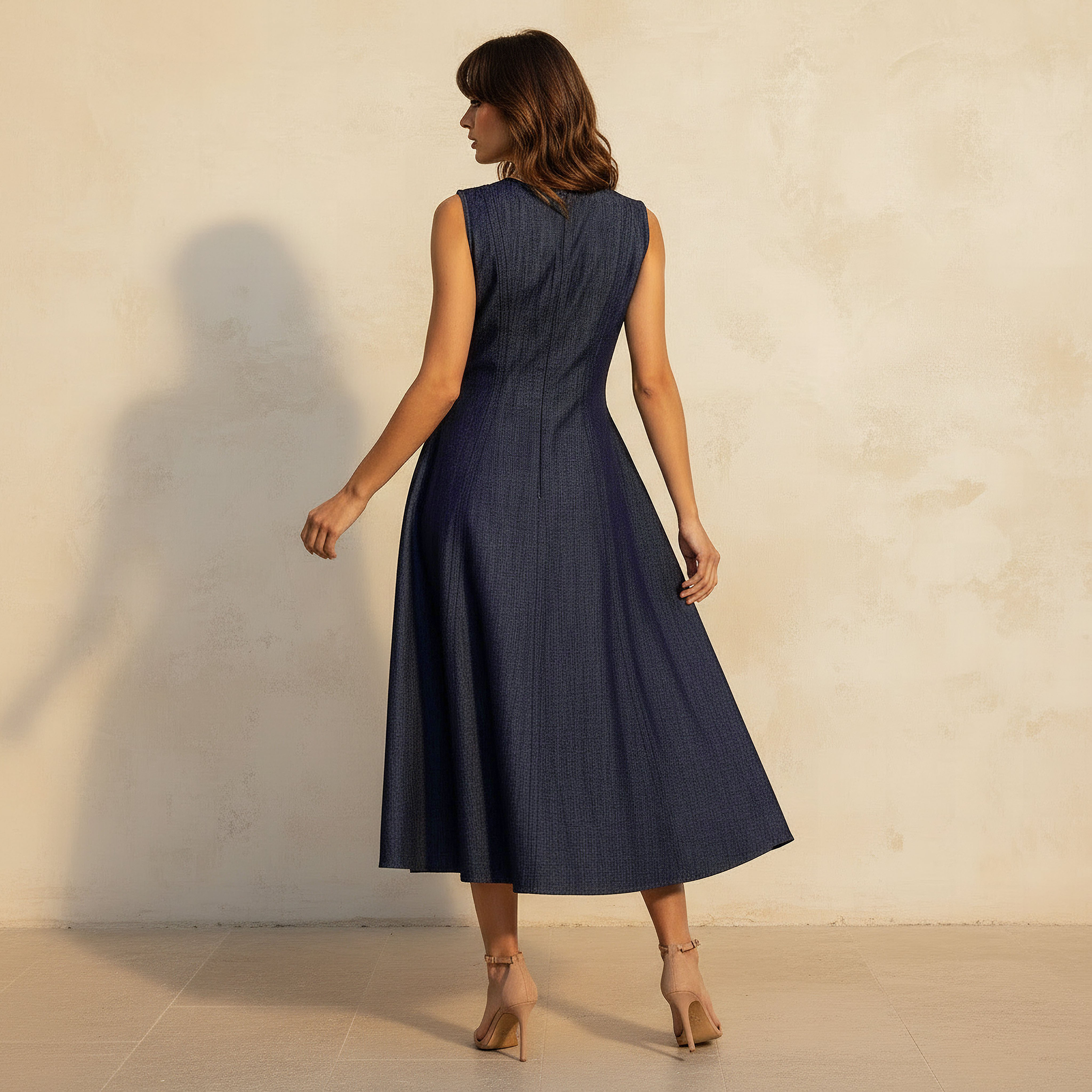 A-line Midi Cotton Dress Sleeveless-women-clothing-dresses-image-4