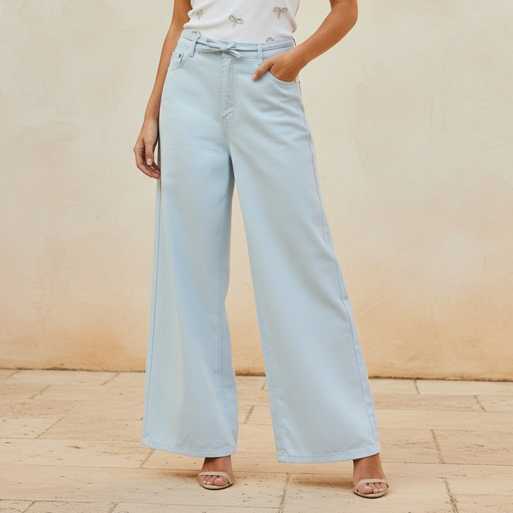 Wide Leg Mid-Rise Jeans with Tie-Up Detail-women-clothing-bottoms-jeans-image-1