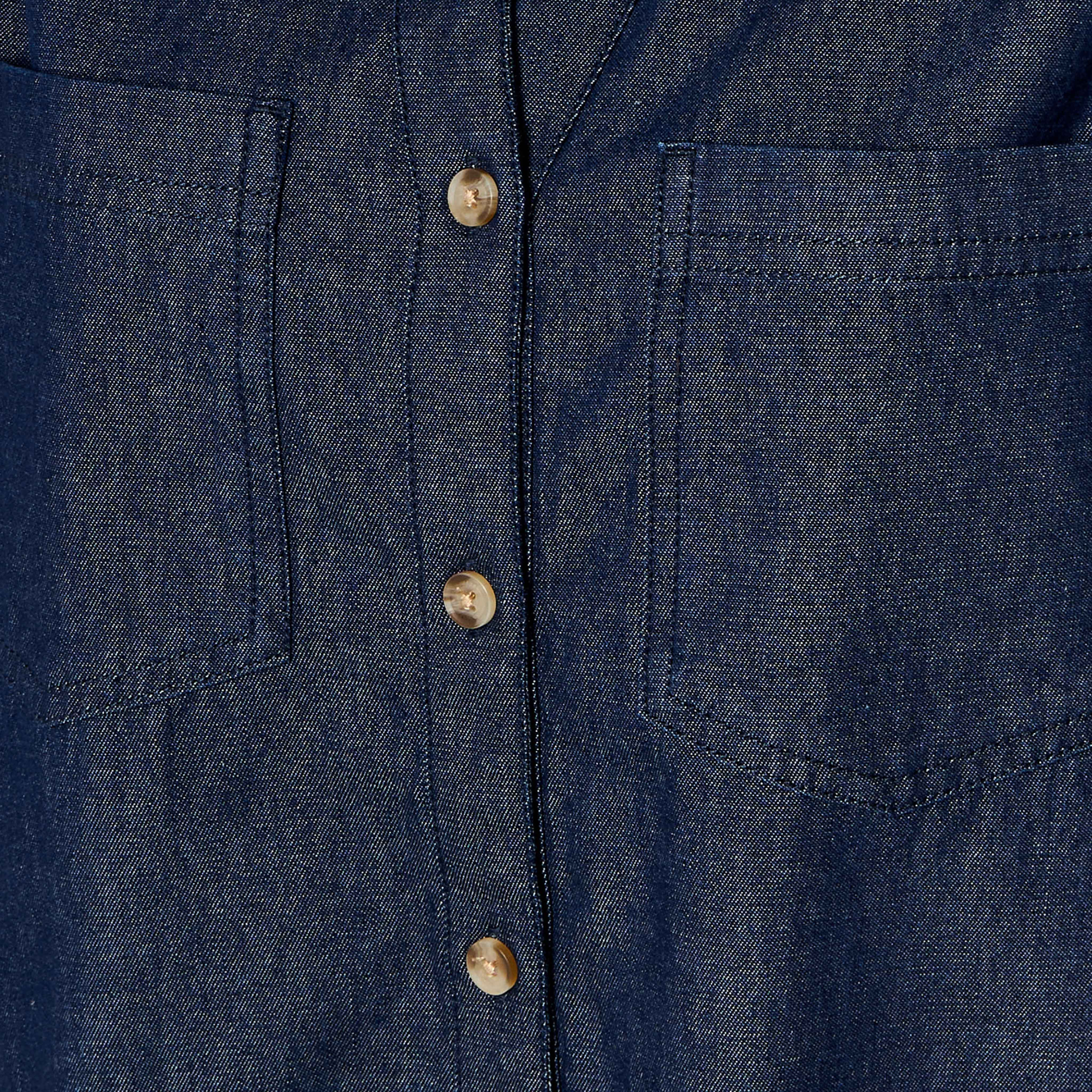 Cotton Denim Shirt with V-neck-women-clothing-shirtsandblouses-shirts-image-2